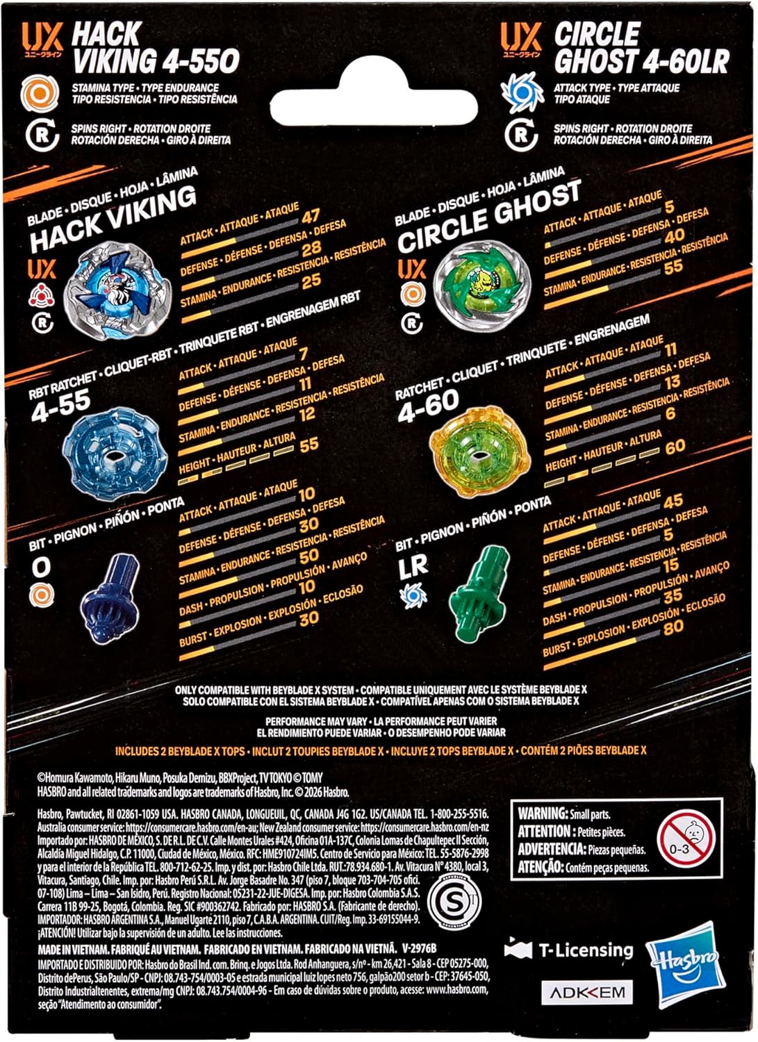 Hasbro Beyblade X Hack Viking 4-550 Circle Ghost 4-60LR