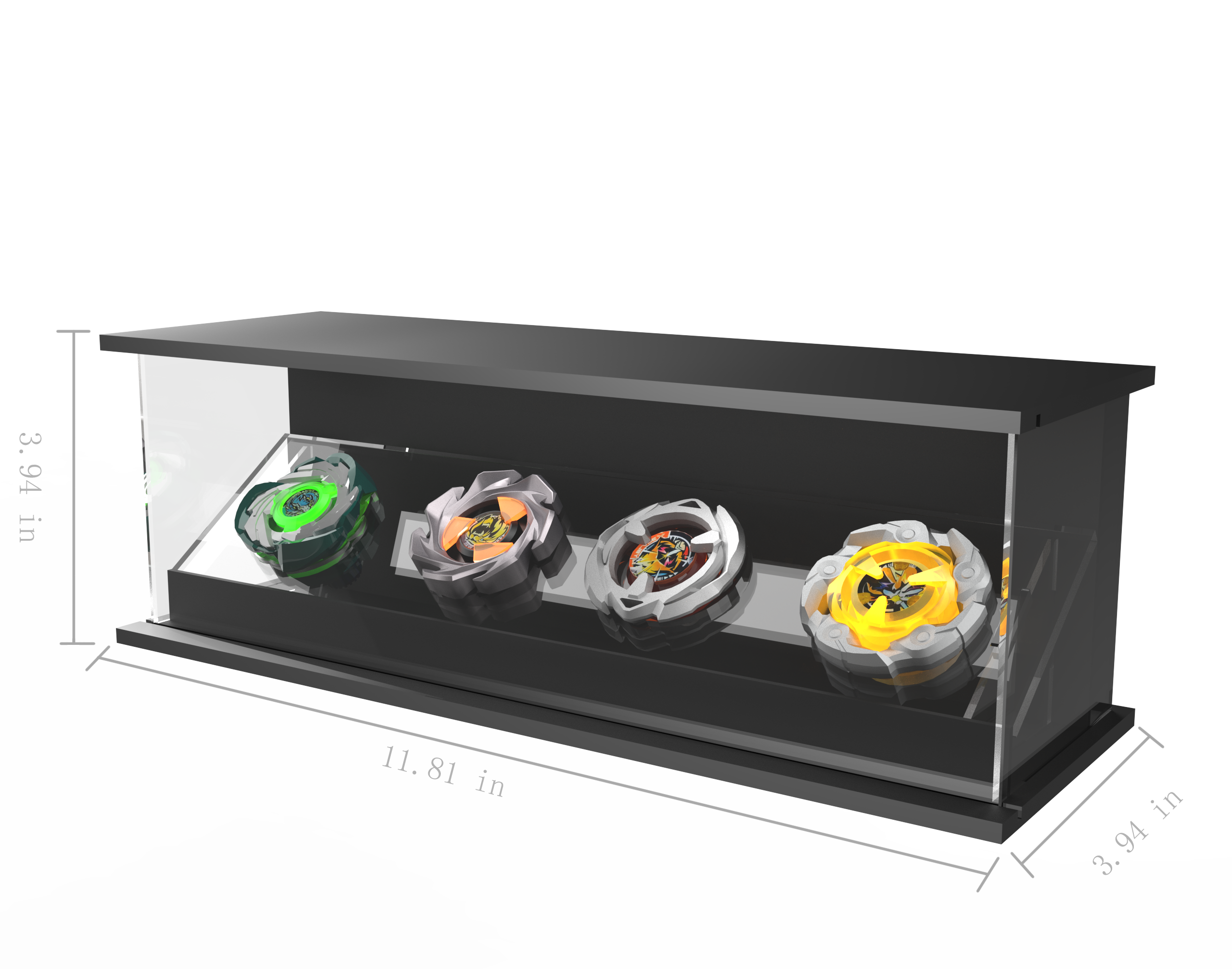 LED Light Acrylic Beyblade Display Case - 4 Bey Display