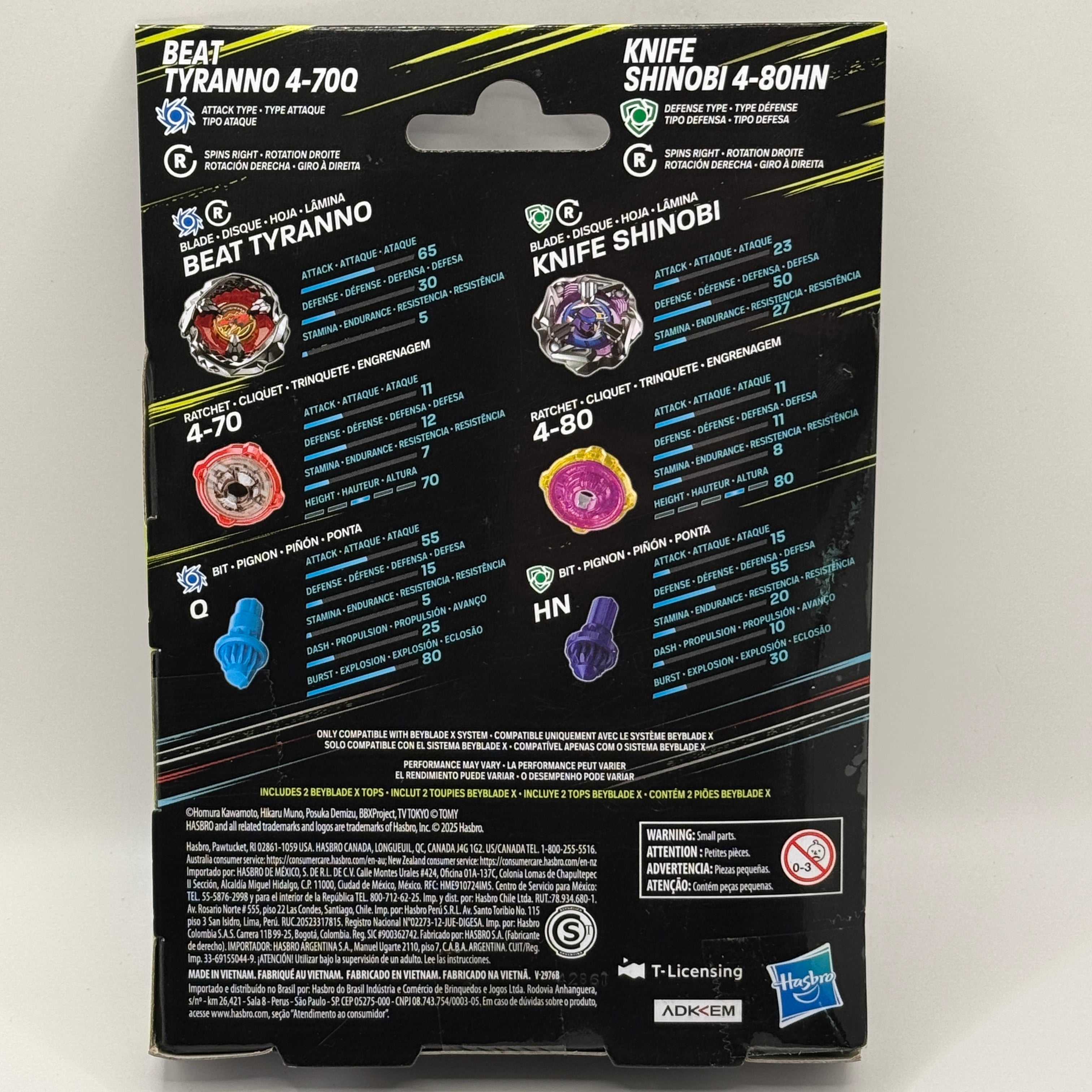 Hasbro Beyblade X Beat Tyranno 4-70Q & Knife Shinobi 4-80HN 2-Pack