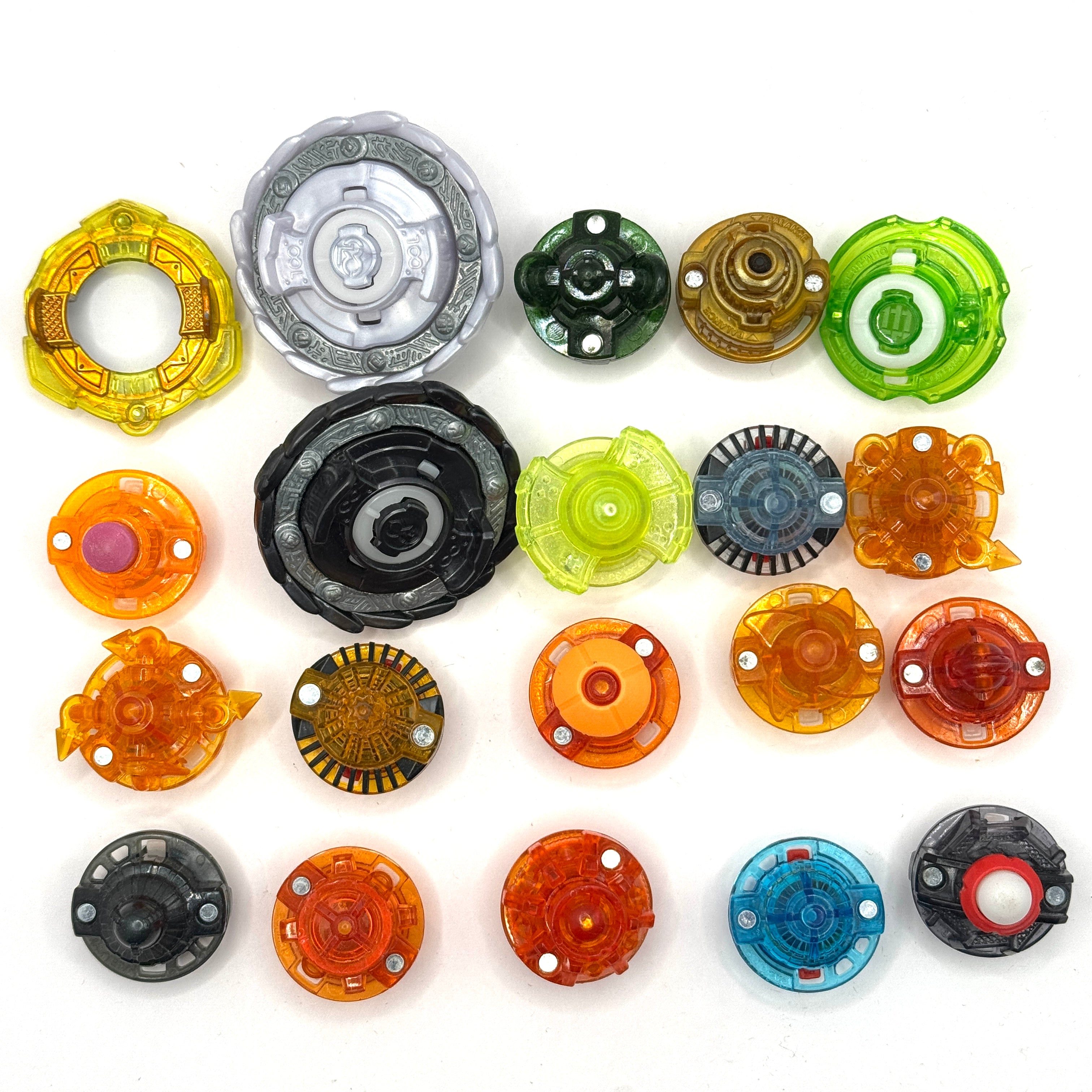 Pre-Owned Set of 20 Takara Tomy Burst Beyblades with Custom Attachments (Set #3)