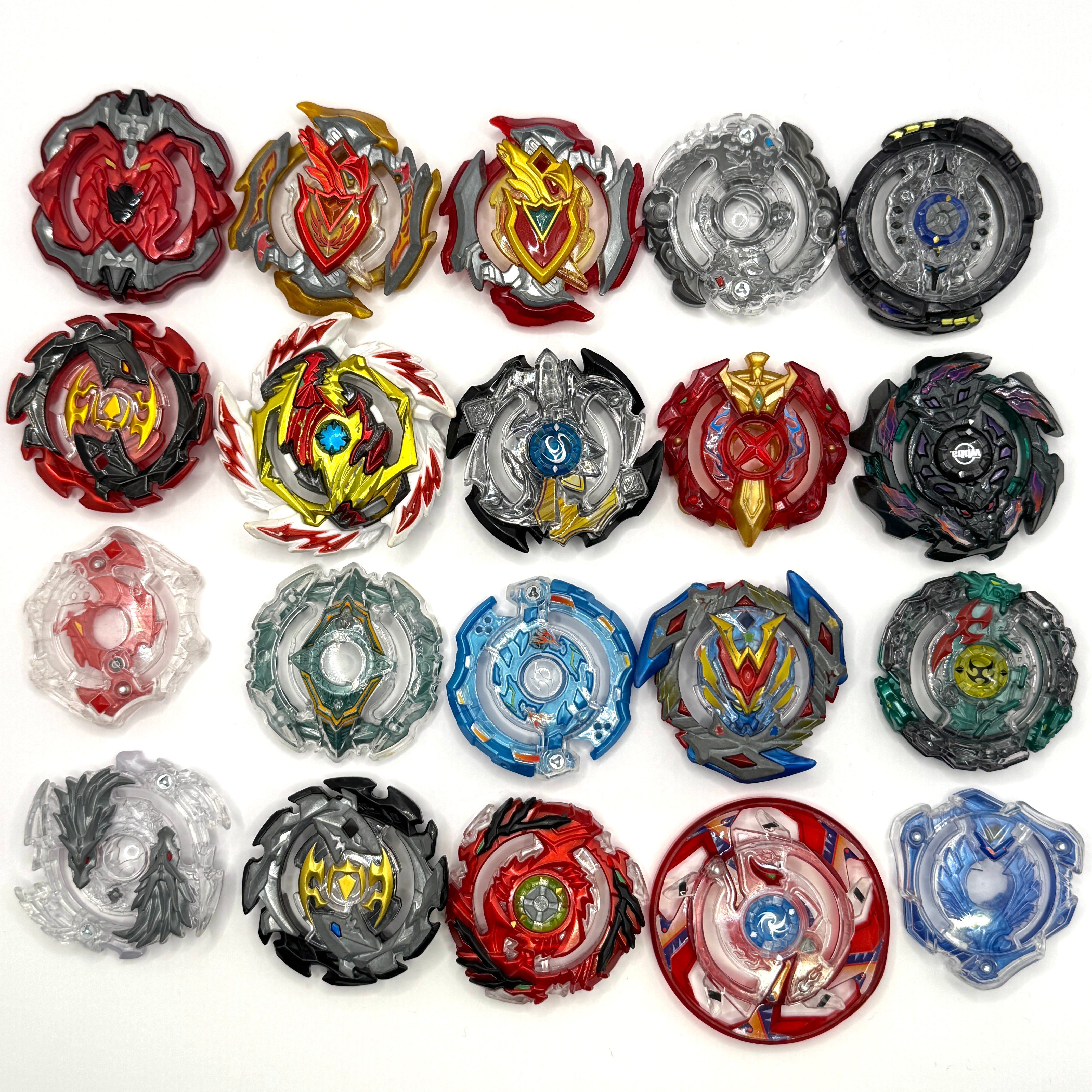 Pre-Owned Set of 20 Takara Tomy Burst Beyblades with Custom Attachments (Set #7)