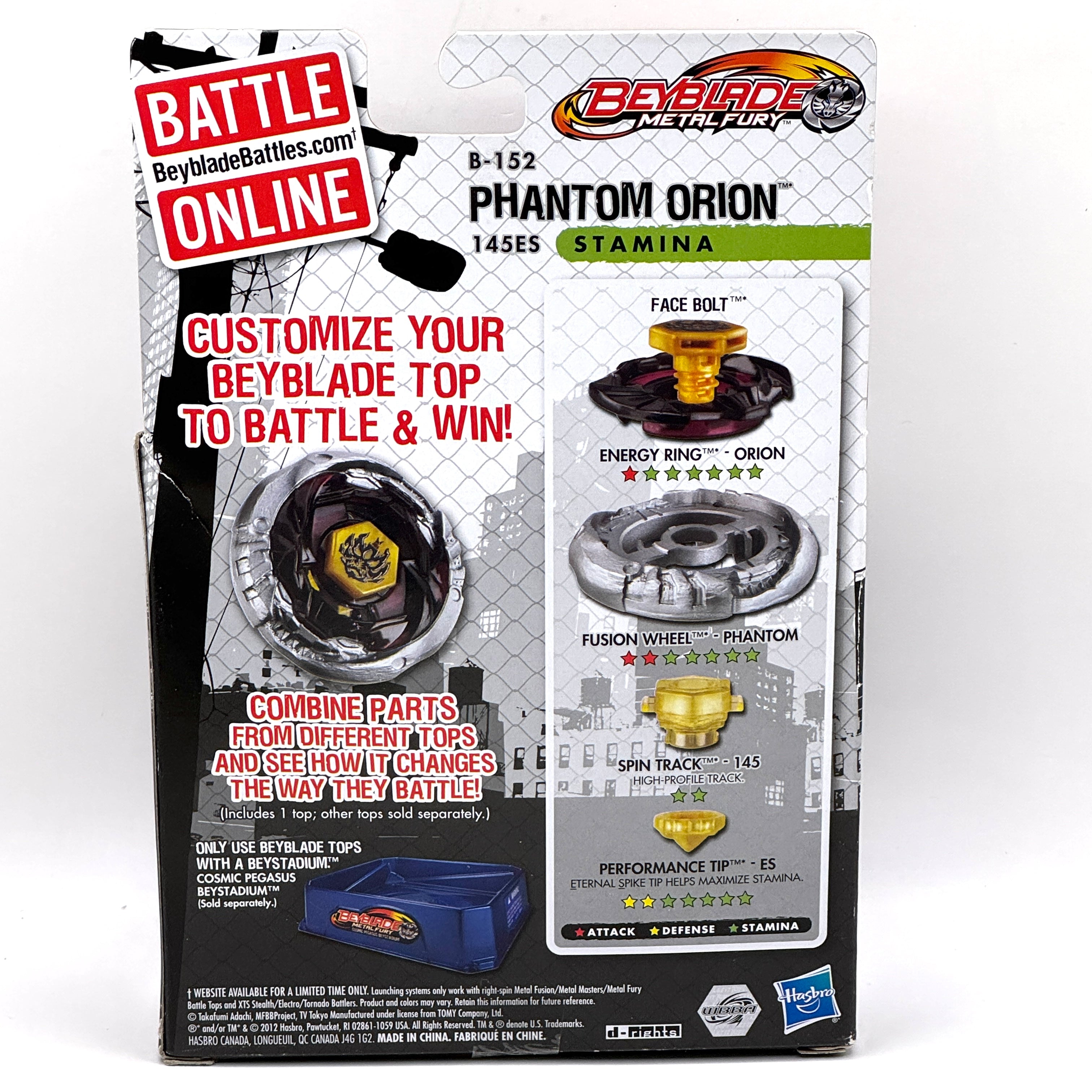 Hasbro Metal Fury B-152 Phantom Orion 145ES Stamina (Customer Return But New)