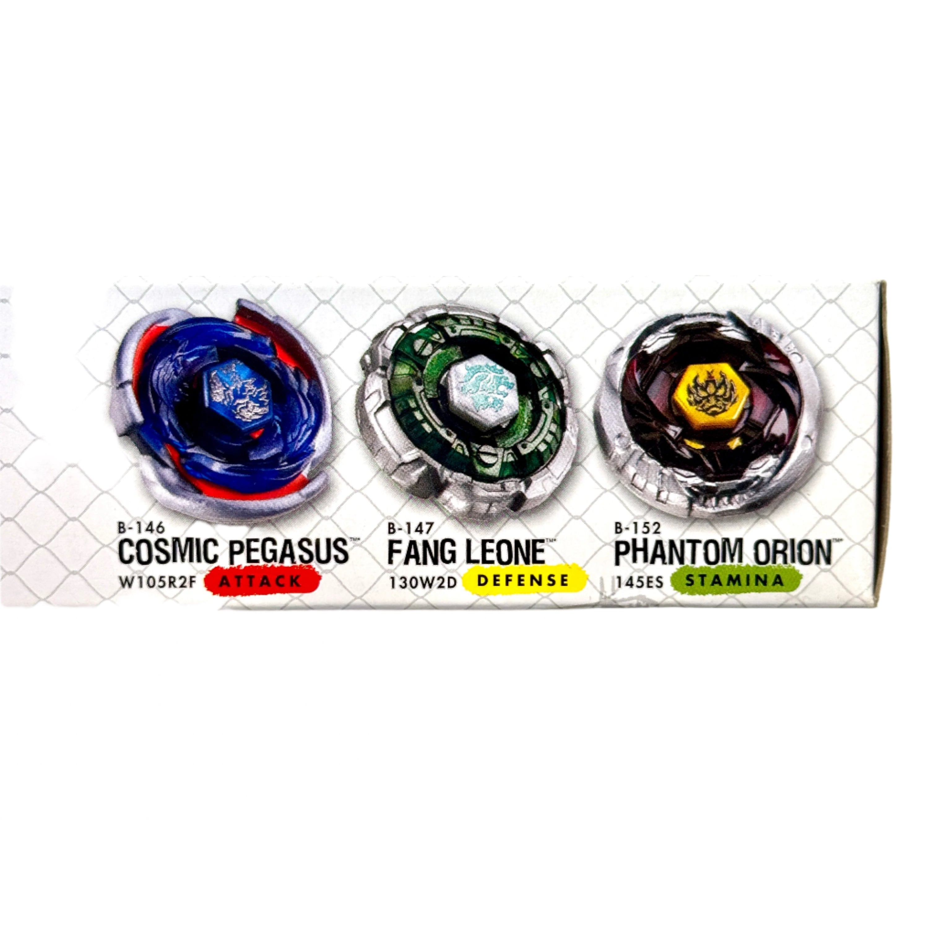 Beyblade Metal Fury Legendary Bladers Set (Cosmic Pegasus, Fang Leone & Phantom Orion)