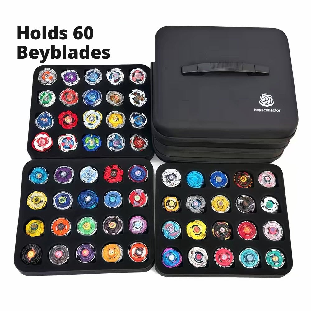 Beyscollector hard shell case with three trays holding 60 Beyblades