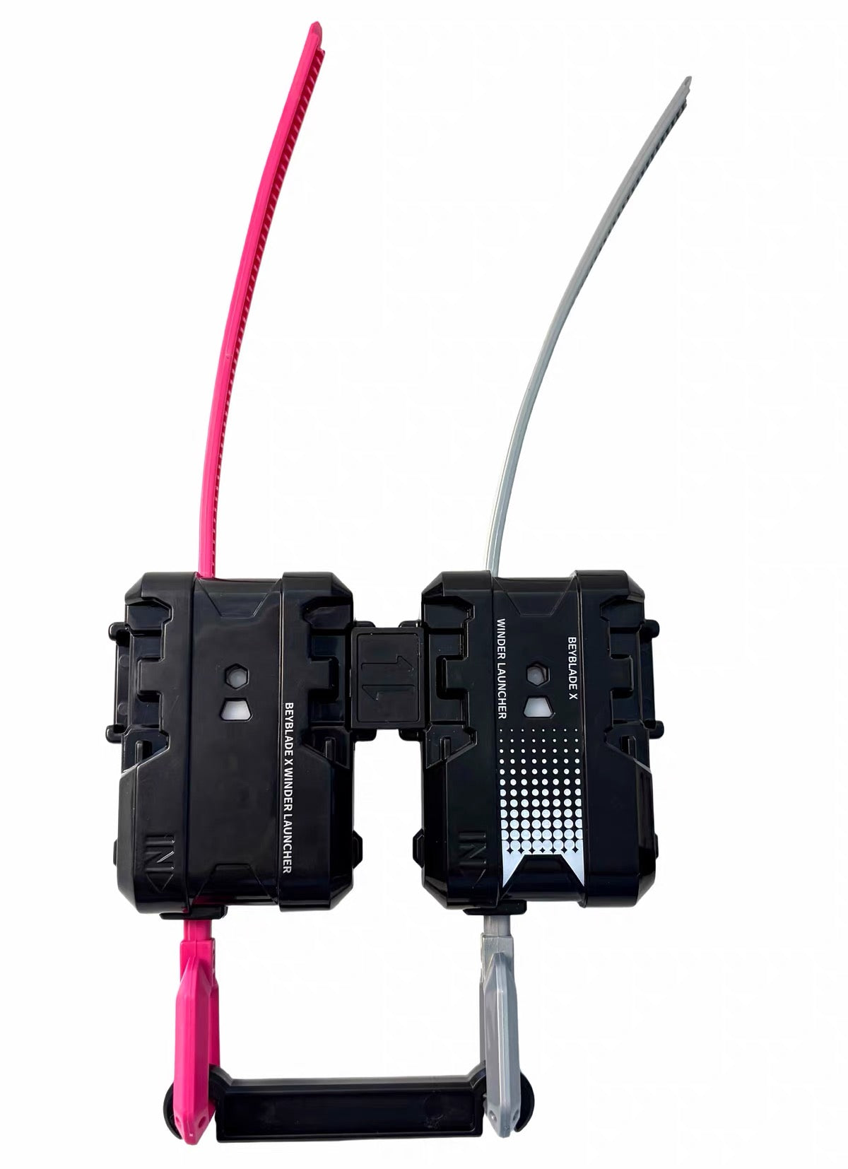 Two winder launchers joined with connector and handle bar; launchers and ripcords not included
