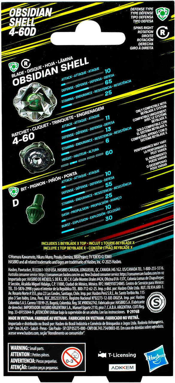 Beyblade X Obsidian Shell 4-60D Hasbro