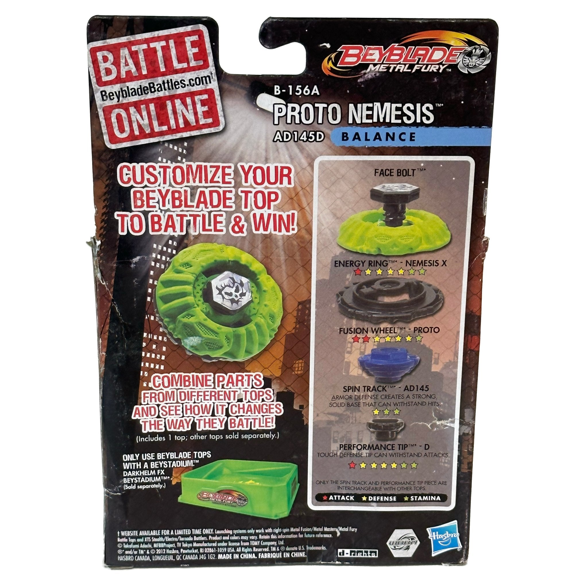 Hasbro Proto Nemesis Spark FX B-156 AD145D Beyblade Metal Fury - BeyWarehouse