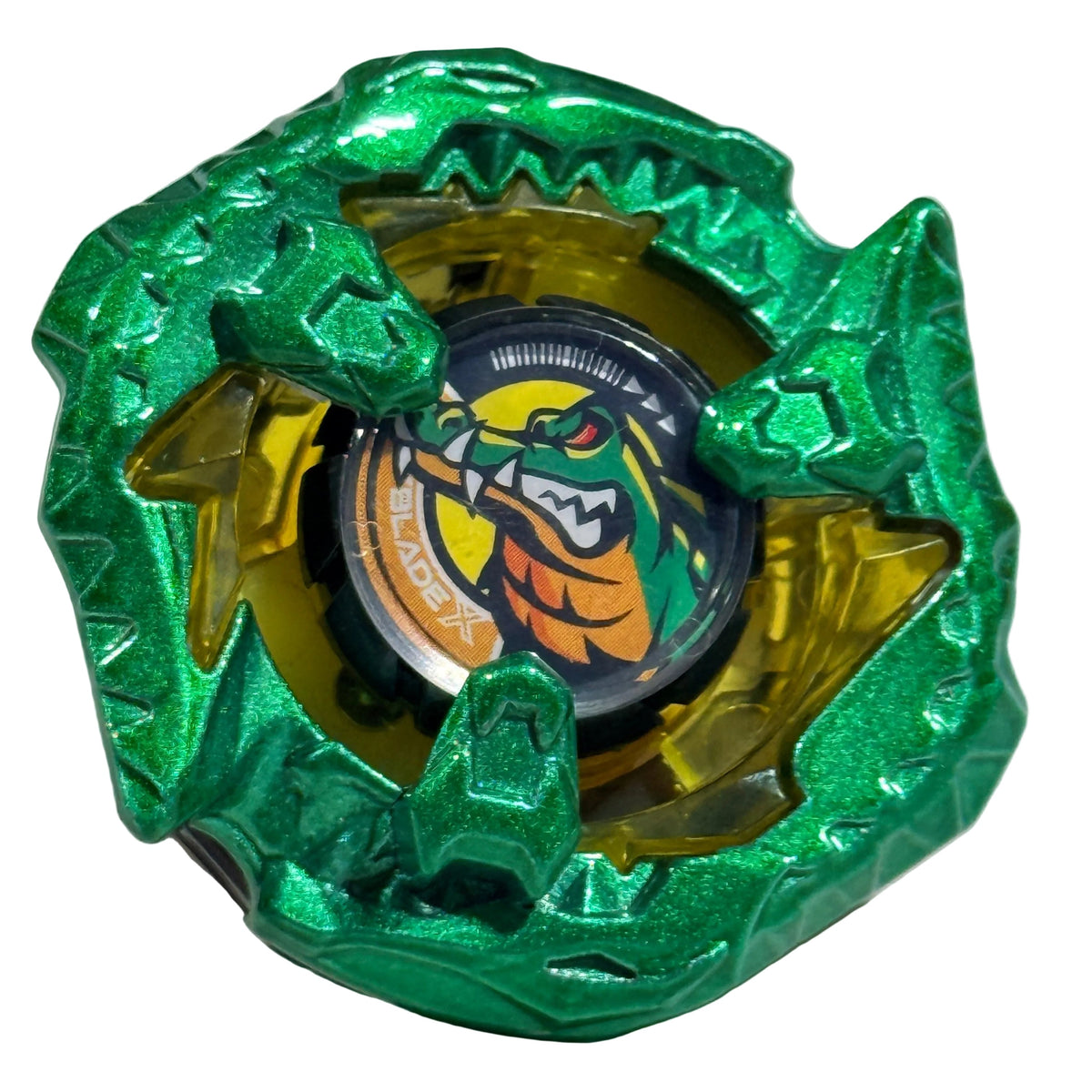 Pre-owned Takara Tomy Beyblade X BX-00 Croc Crunch Metal Coat Green view 1