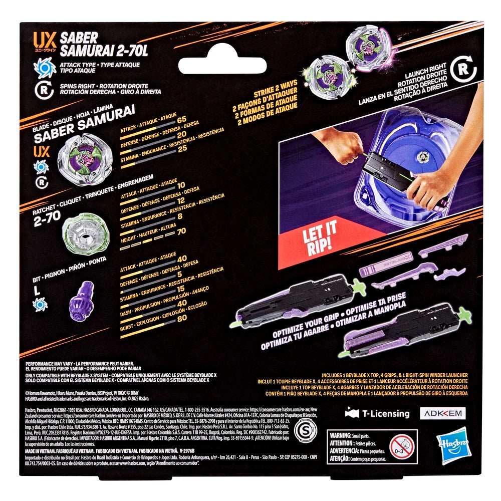 Hasbro Beyblade X Saber Samurai 2-70L
