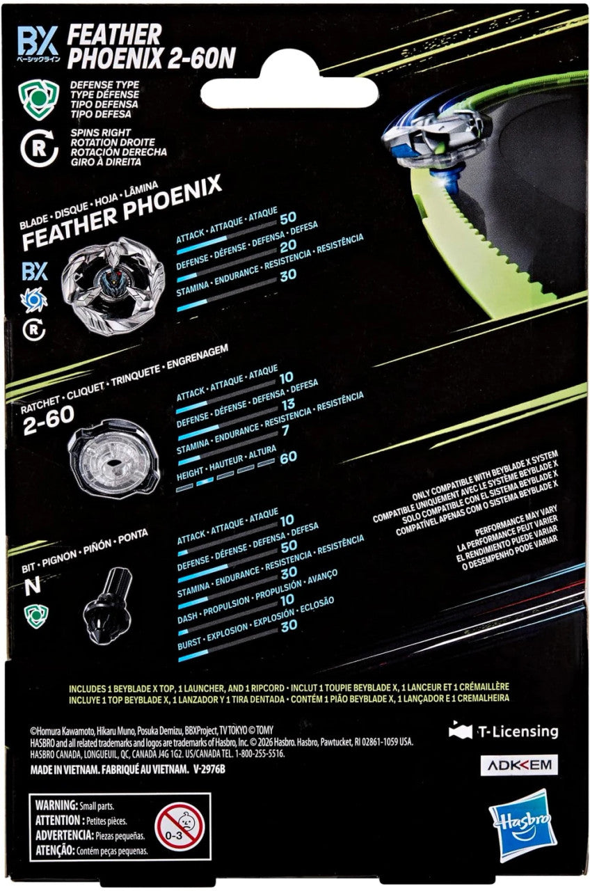 Feather Phoenix 2-60N Beyblade X | Hasbro Attack Type Top