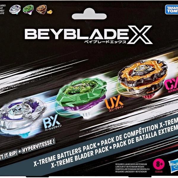 Hasbro Beyblade X X-Treme Battlers Pack | 3-Top Battle Set Might