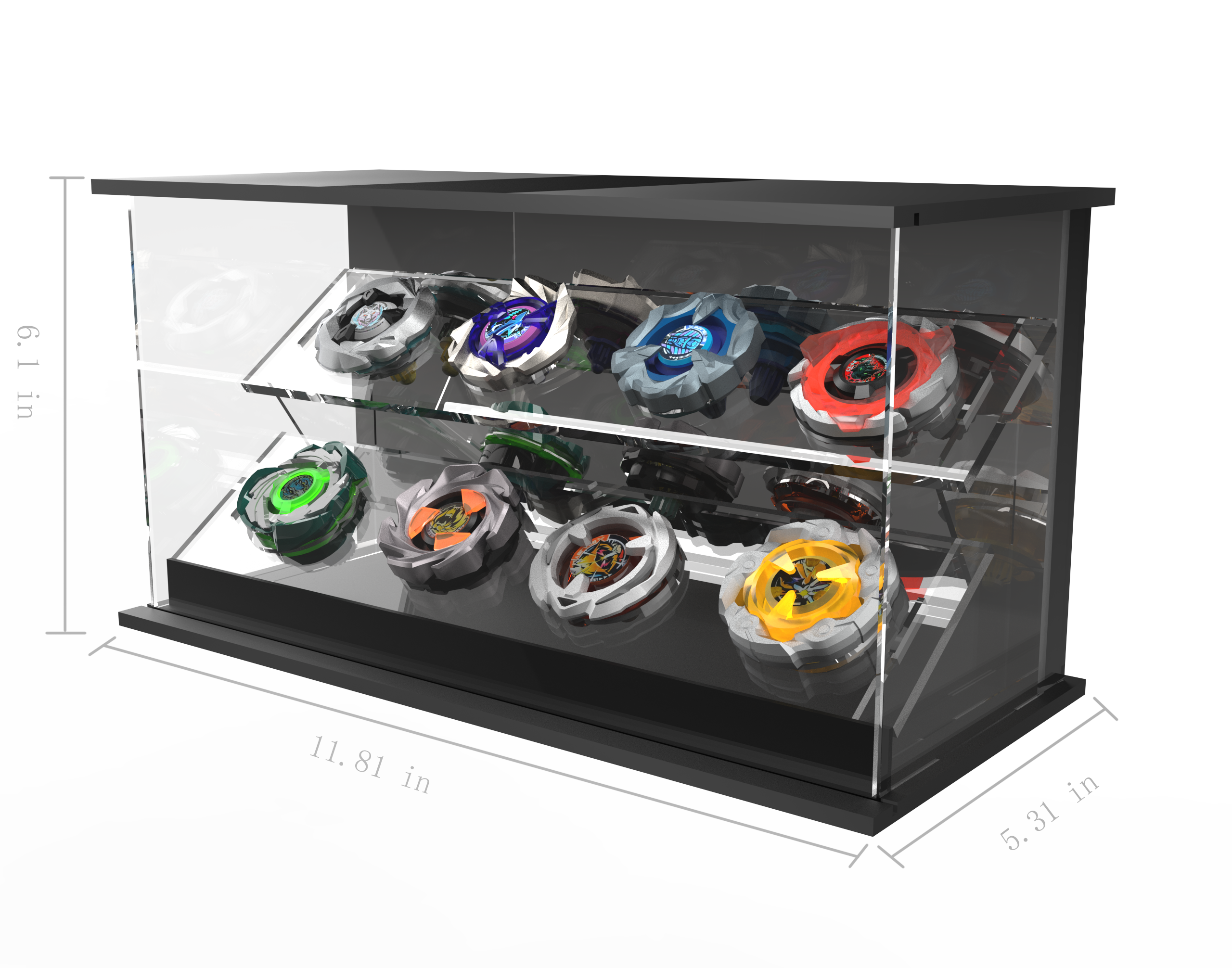 LED Light Acrylic Beyblade Display Case - 8 Bey Display