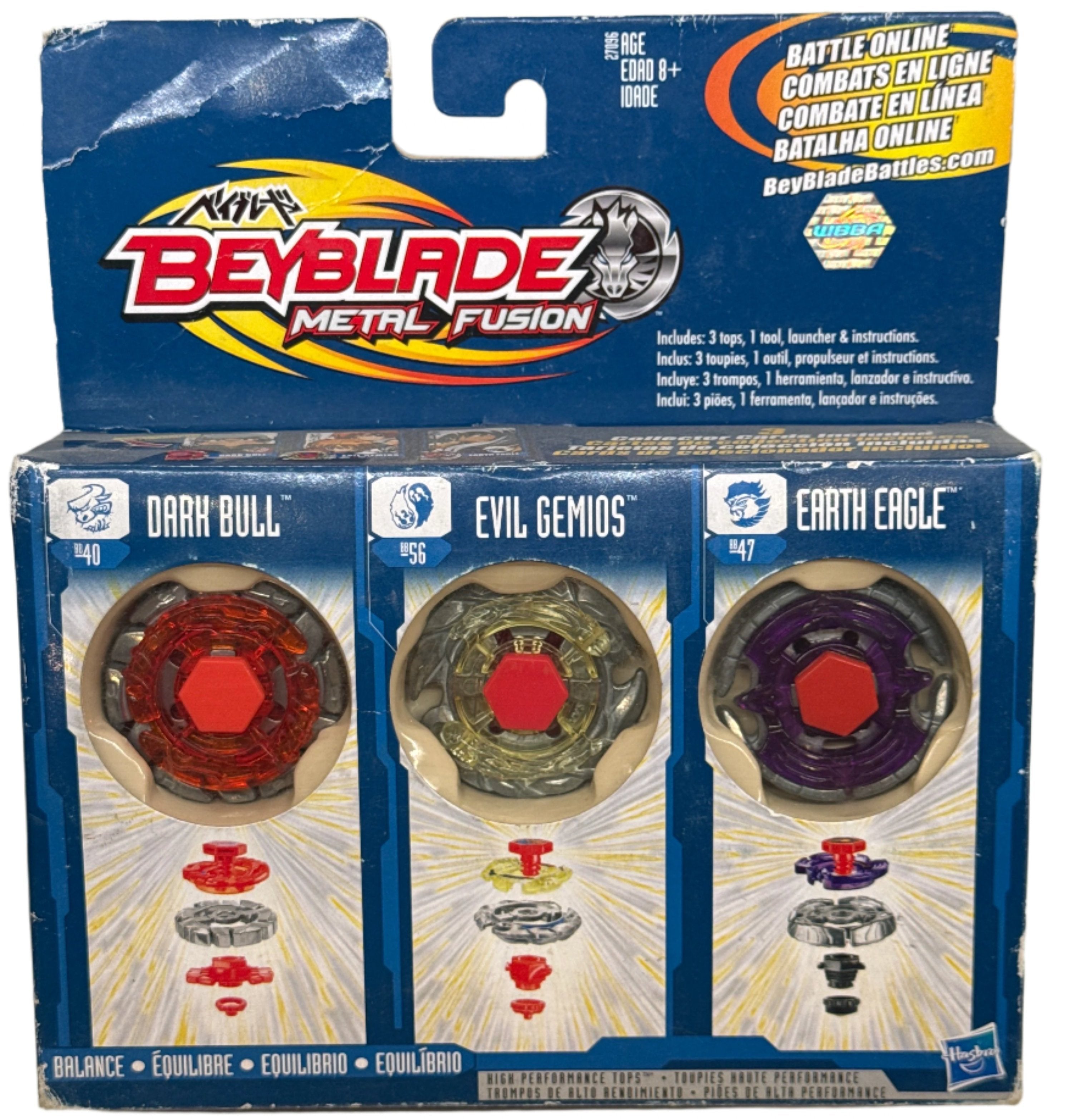 Beyblade Metal Fusion Triple Battle Pack - Dark Bull, Evil Gemios, Earth Eagle