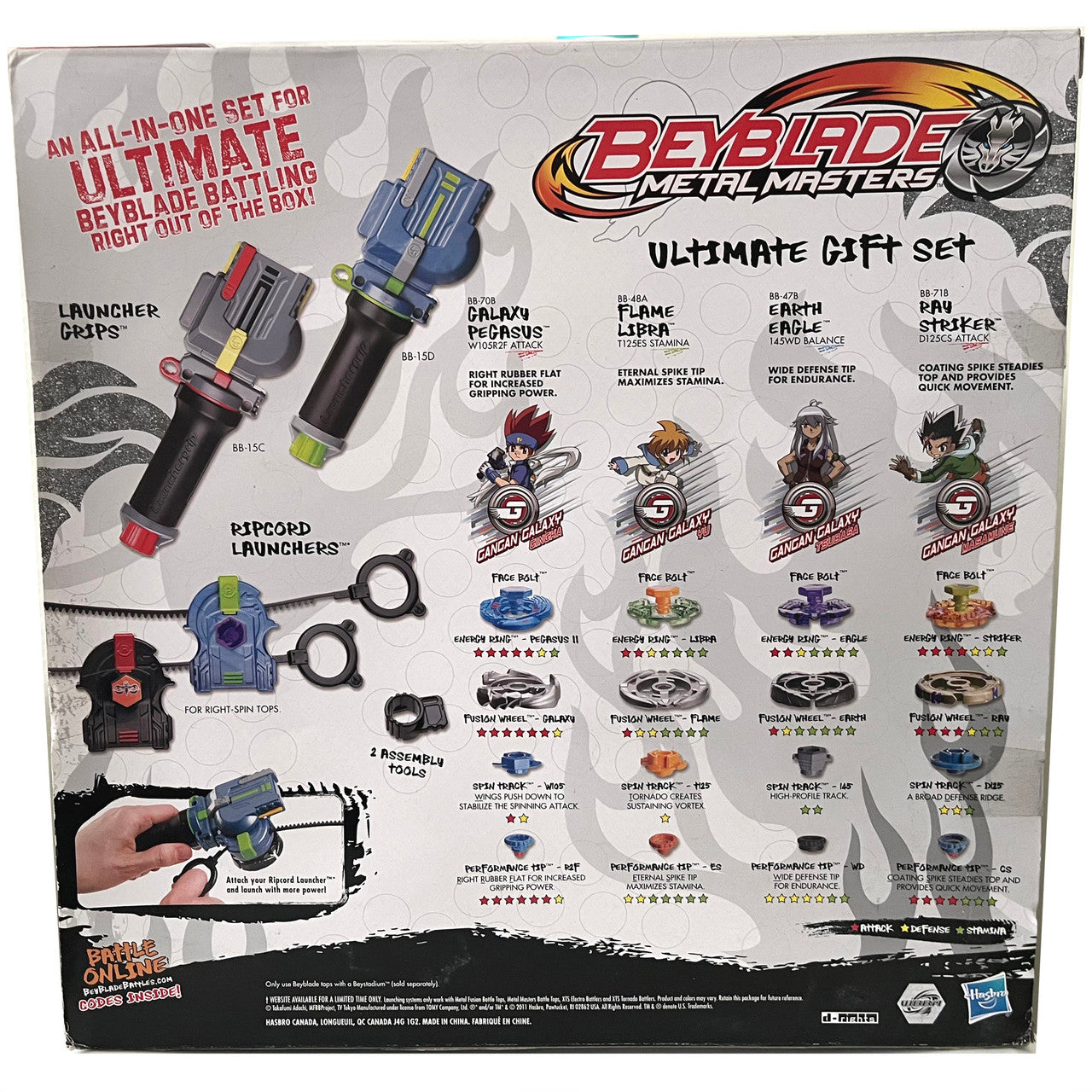 Beyblade Metal Masters Ultimate Gift Set, 4-Bey Pack, includes Earth Eagle, Flame Libra, Galaxy Pegasus & Ray Striker