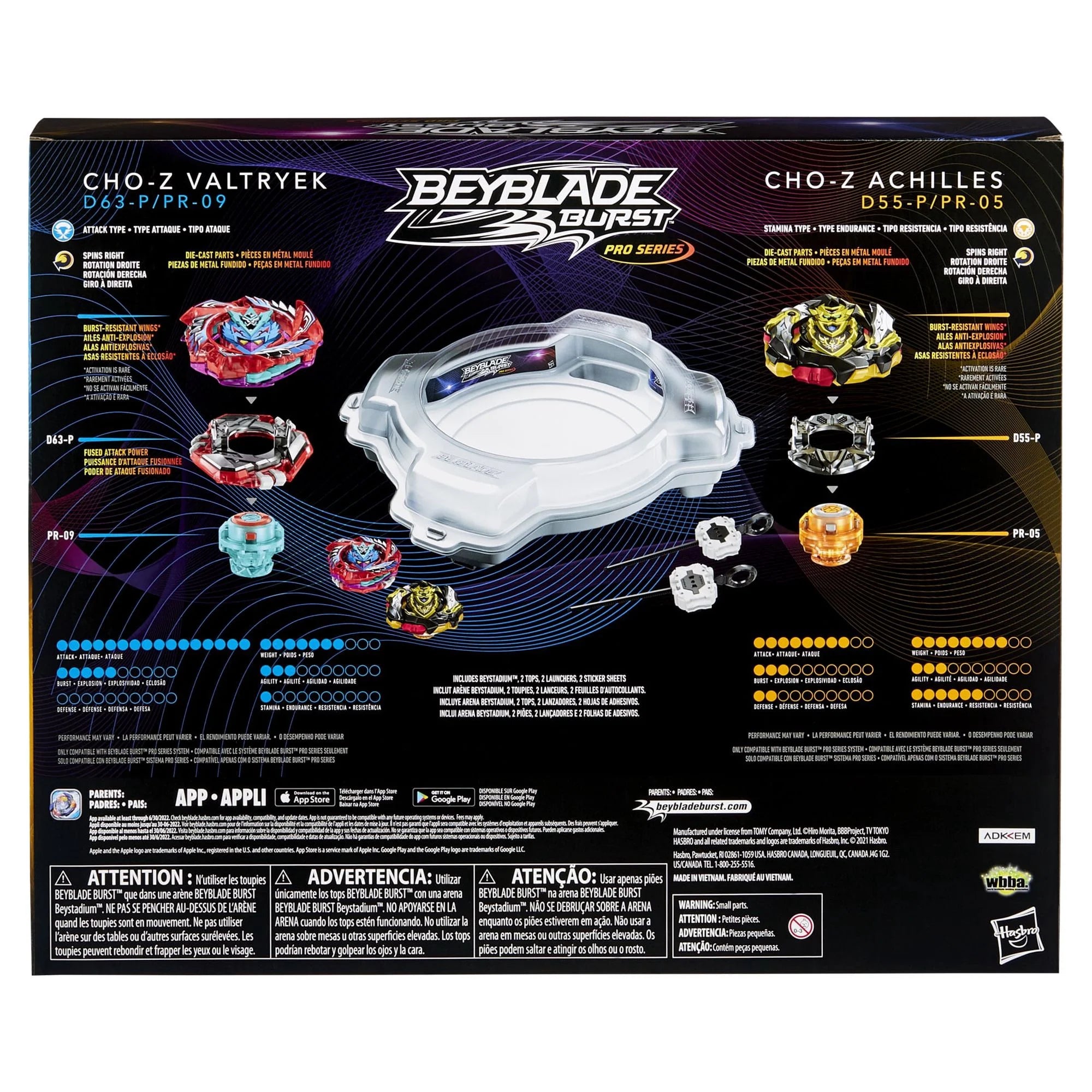 Beyblade Burst Pro Series Elite Champions Stadium Set - Cho-Z Valtryek vs Cho-Z Achilles