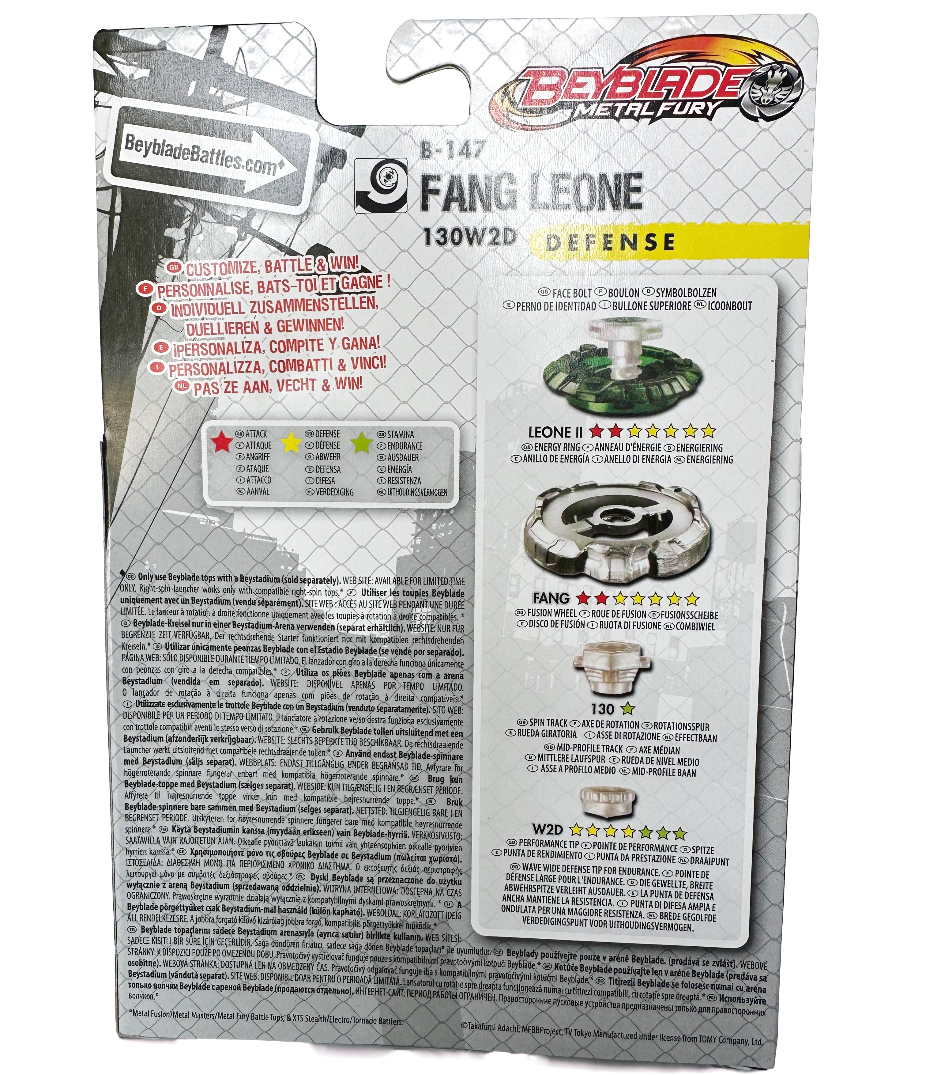 Hasbro Fang Leone 130W2D B-147 Metal Fury / Fusion Beyblade