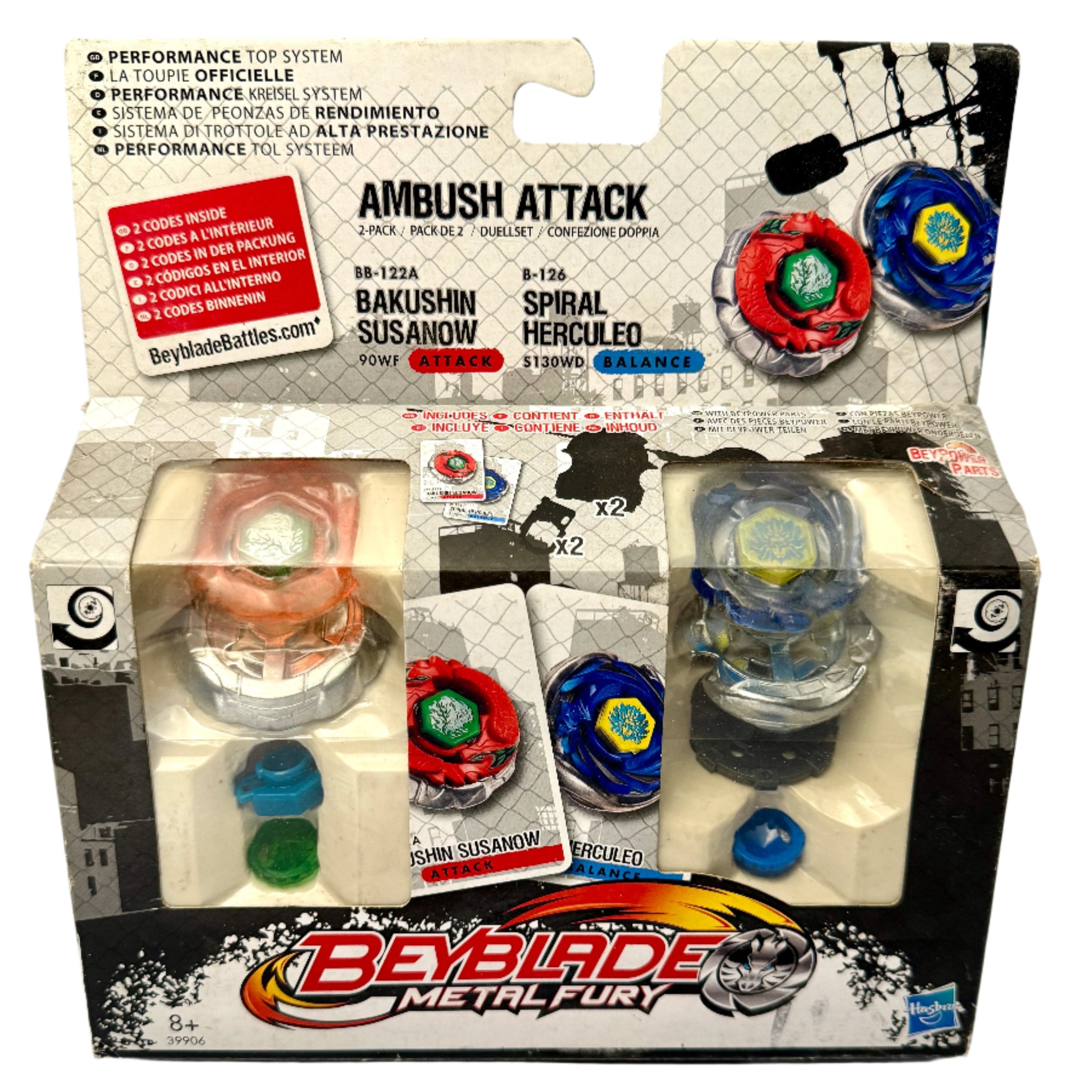 Beyblade Metal Fury 2-Pack w/ Bakushin Susanow 90WF & Spiral Herculeo S130WD