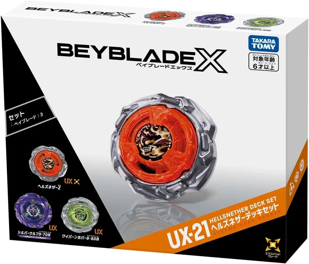 PRE ORDER Beyblade X UX-21 Hells Nether Z Takara Tomy (Est. Late Aug/Early Sept)