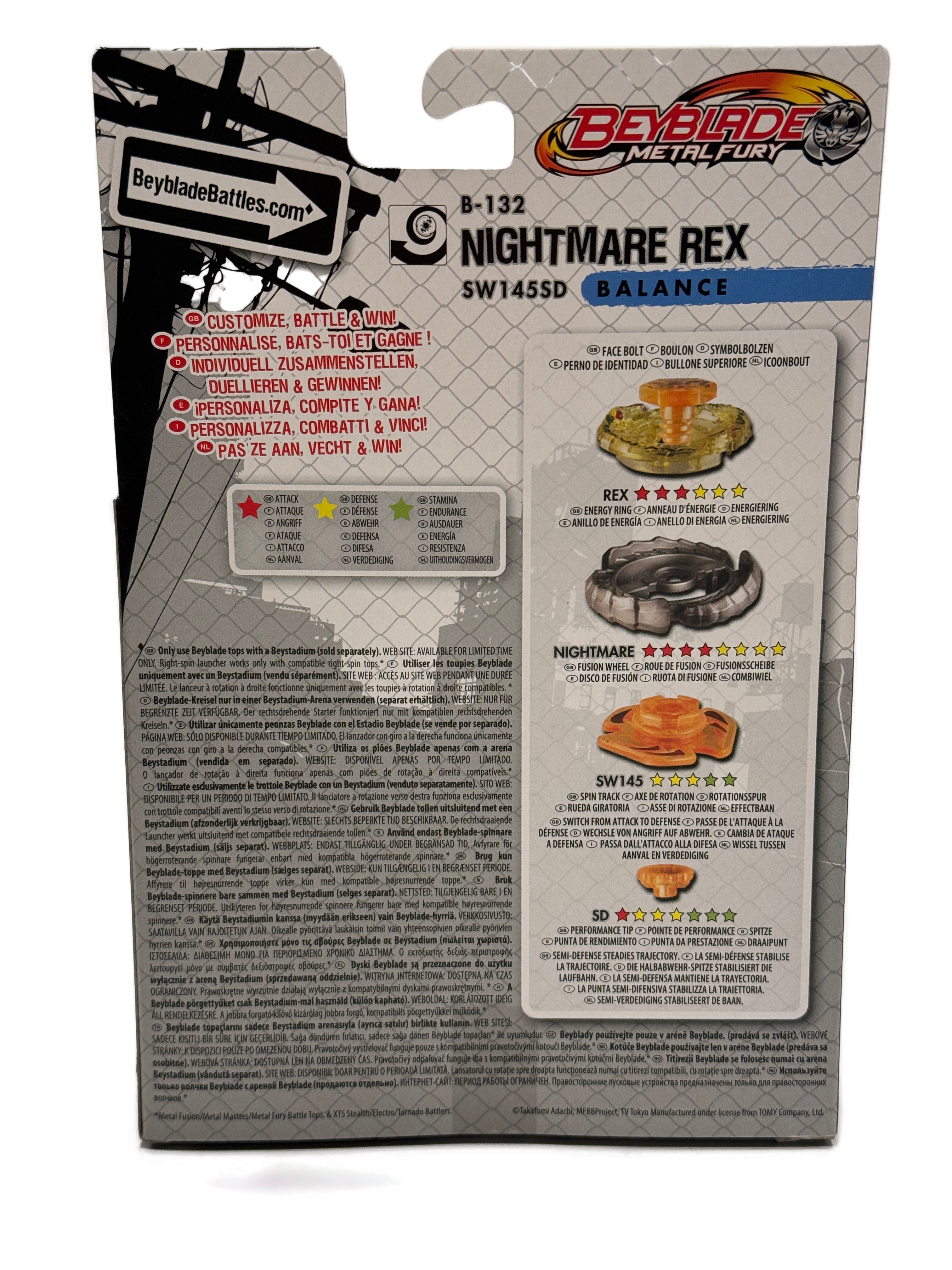 Nightmare Rex SW145SD Metal Fury Beyblade by Hasbro