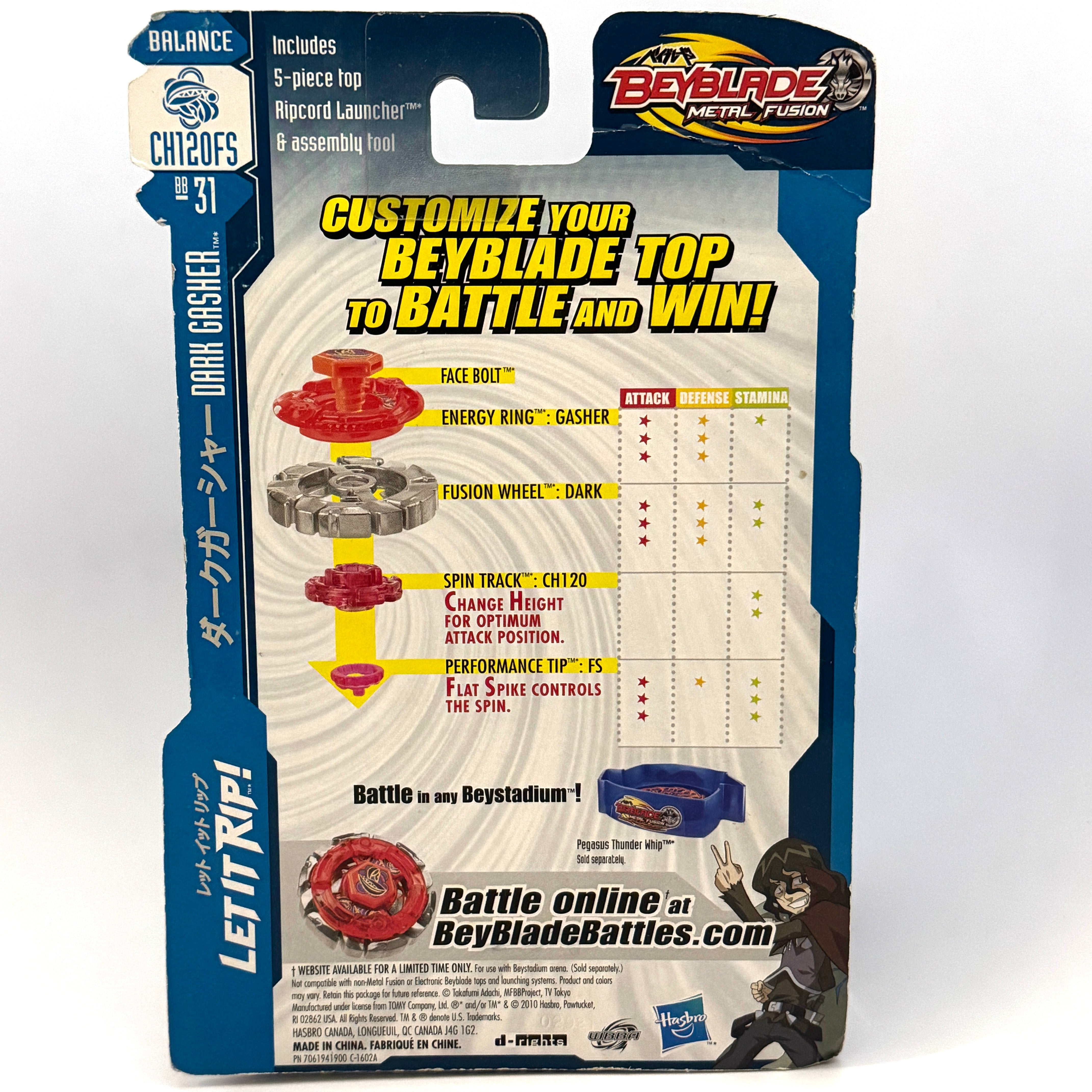 Beyblade Metal Fusion Dark Gasher CH120FS BB-31 by Hasbro