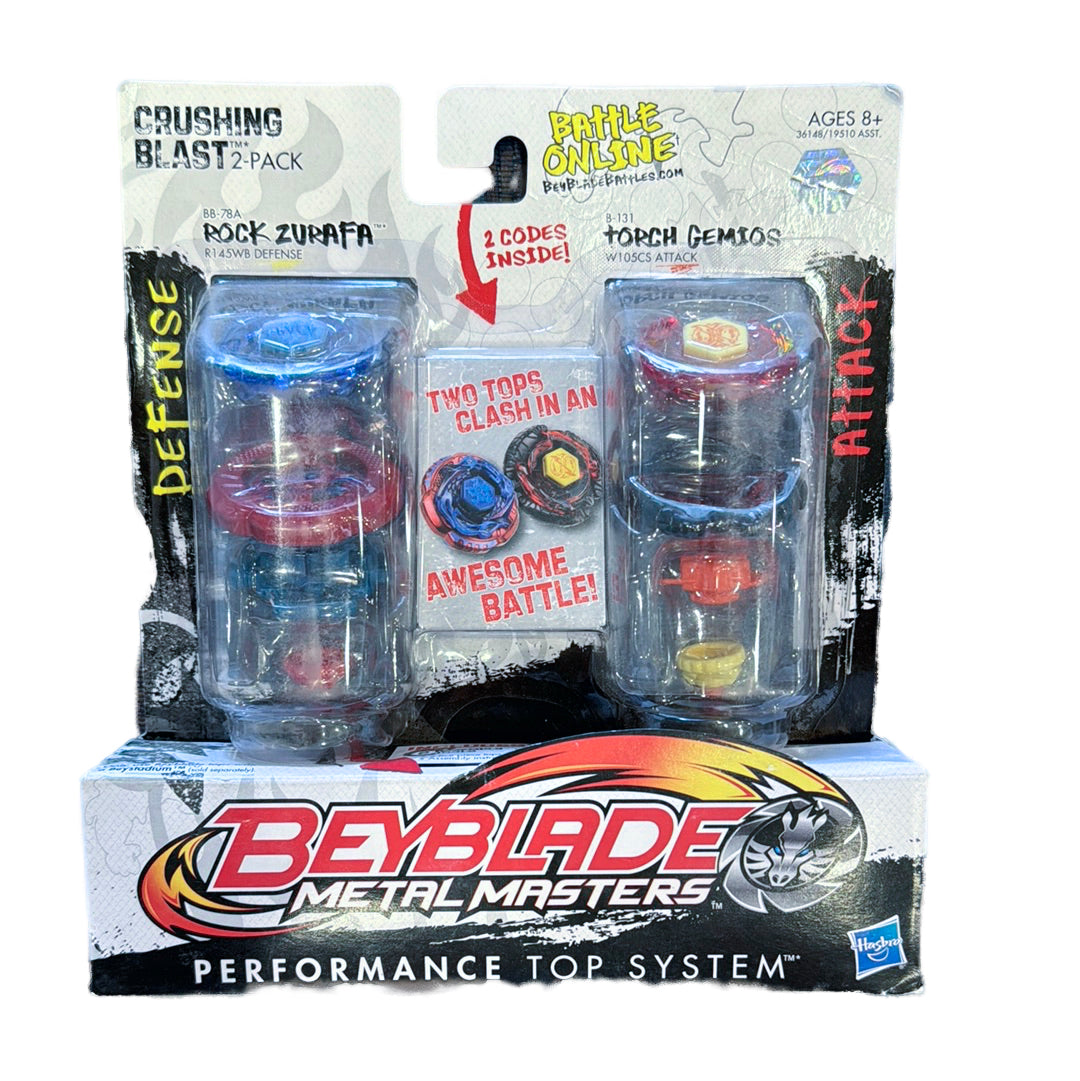 Crushing Blast Beyblade 2-Pack w/ Rock Zurafa & Torch Gemios Hasbro