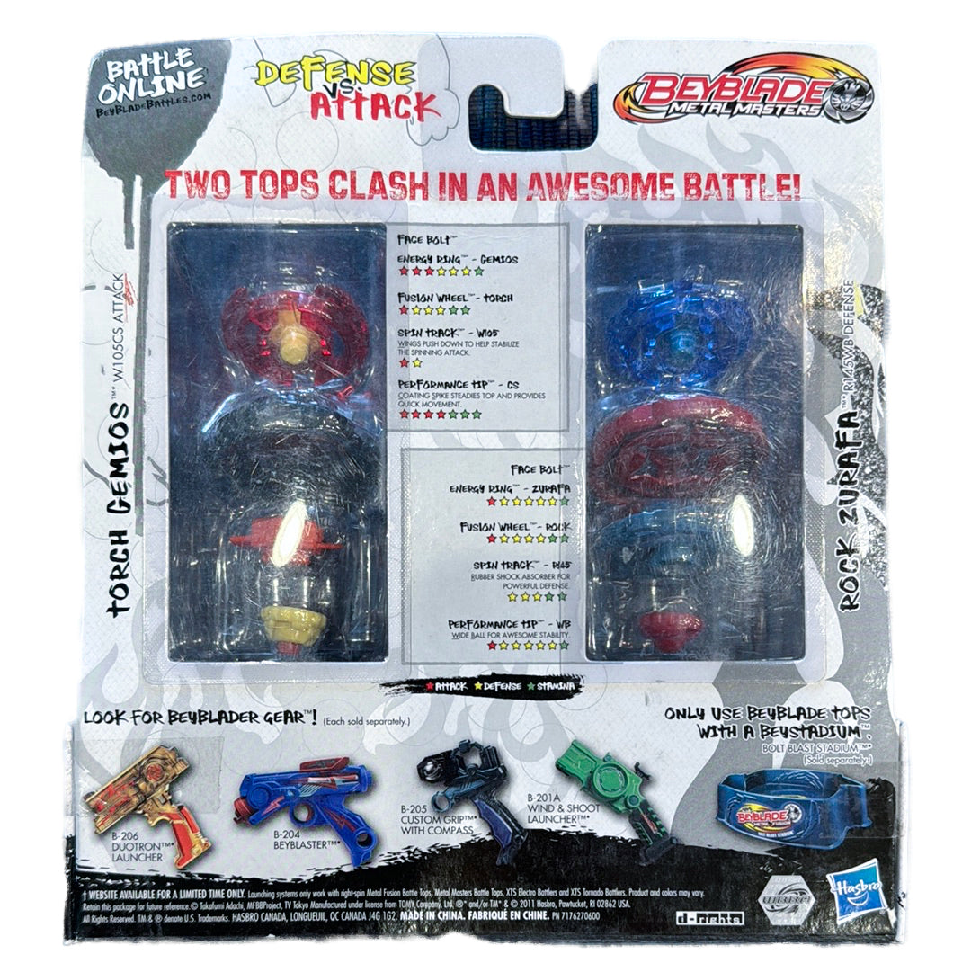 Crushing Blast Beyblade 2-Pack w/ Rock Zurafa & Torch Gemios Hasbro