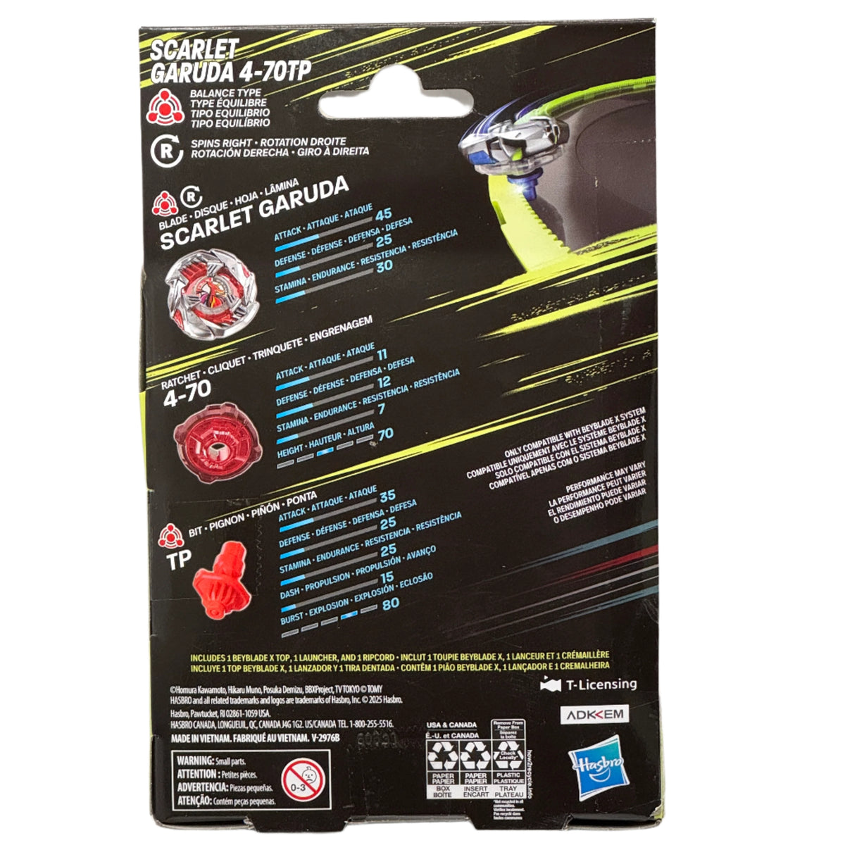 Beyblade X Scarlet Garuda 4-70TP BX Starter Pack - Trovante Balance Type Con Lanciatore, Takara Tomy Originale, Per Bambini 8+