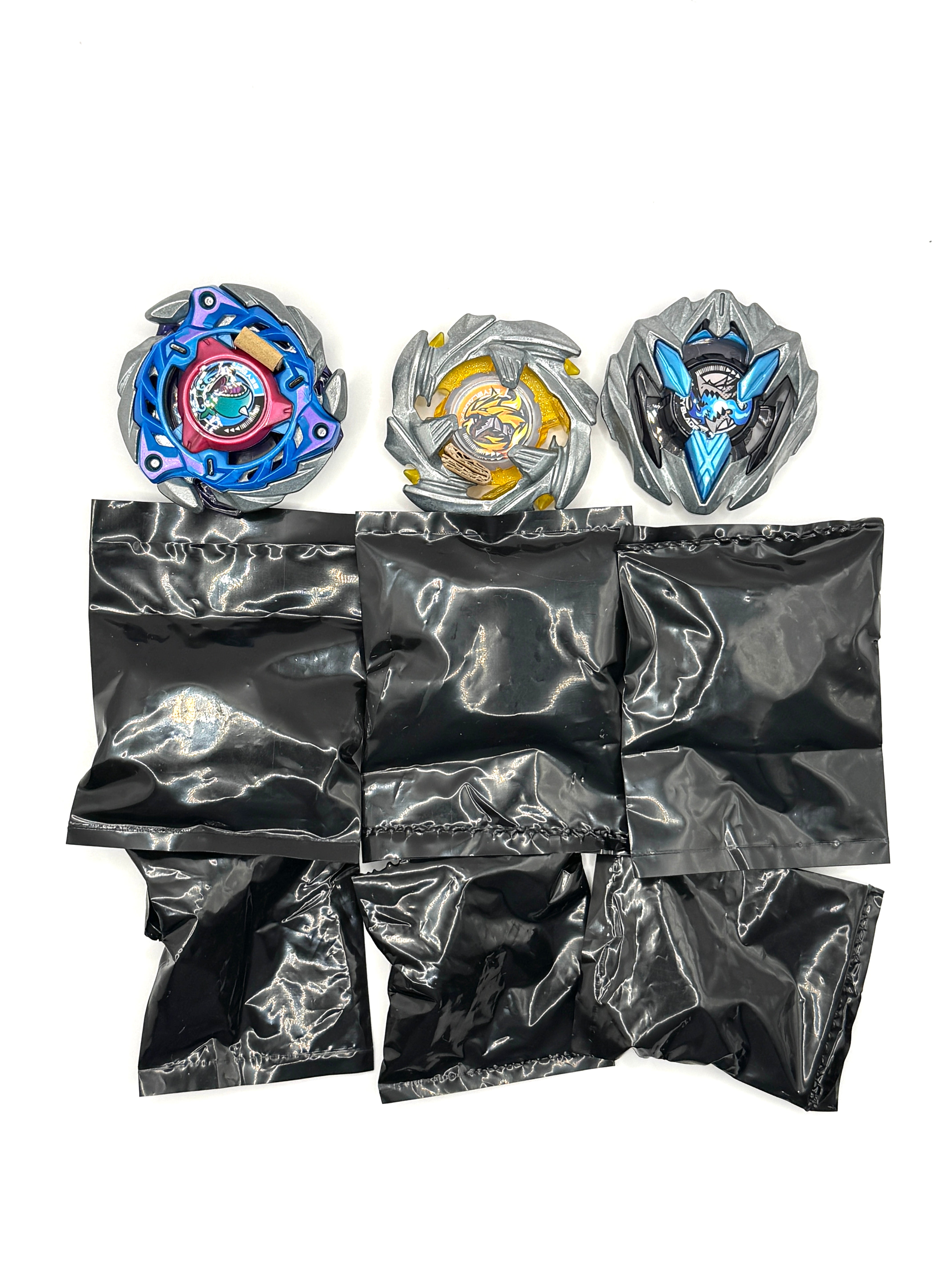CX-08 02 / CX-08 04 / CX-08 06 Brand New No Code Sheets (Packaging Opened By Us To Identify Beyblades)
