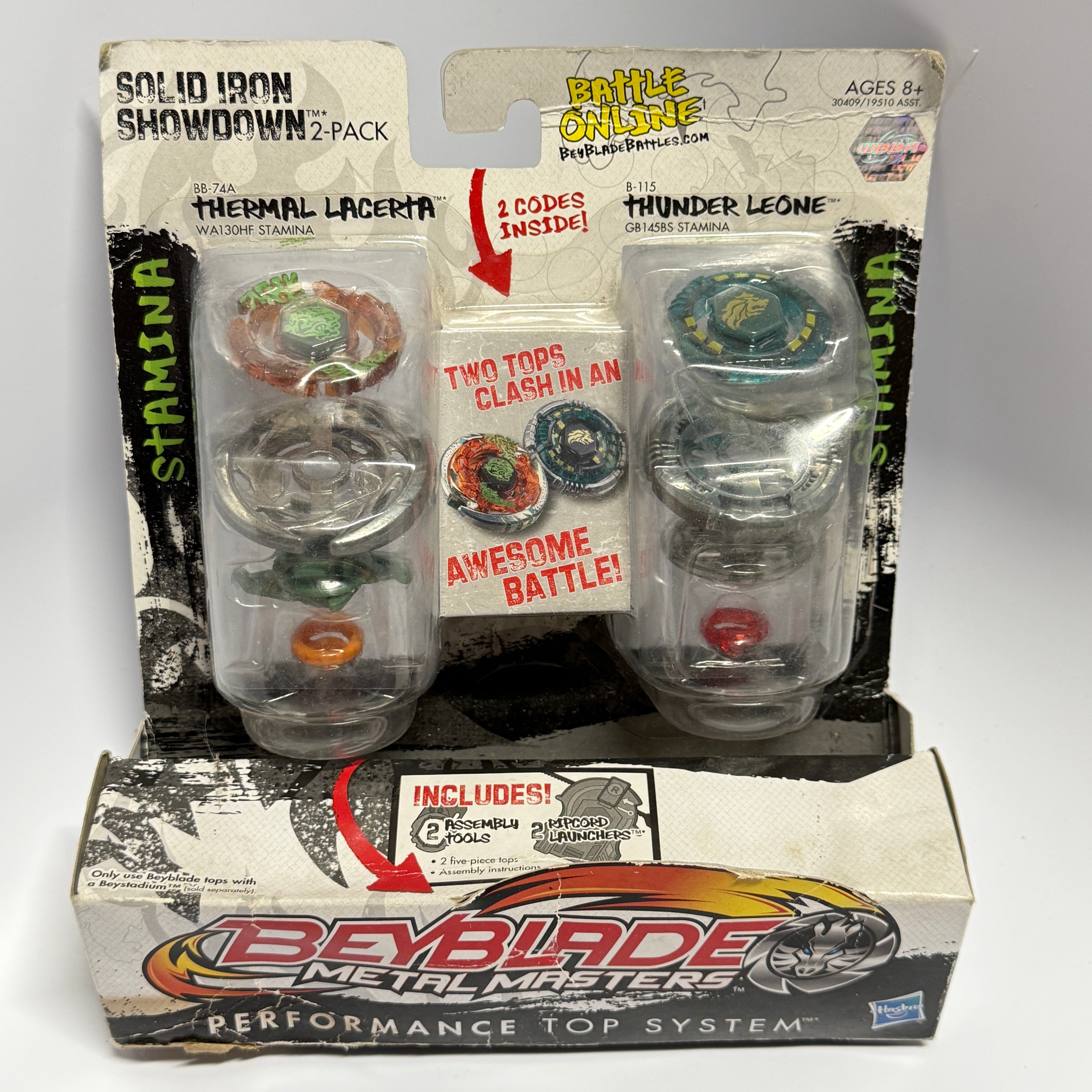 Beyblade Metal Masters Solid Iron Showdown 2-Pack – Thermal Lacerta vs. Thunder Leone