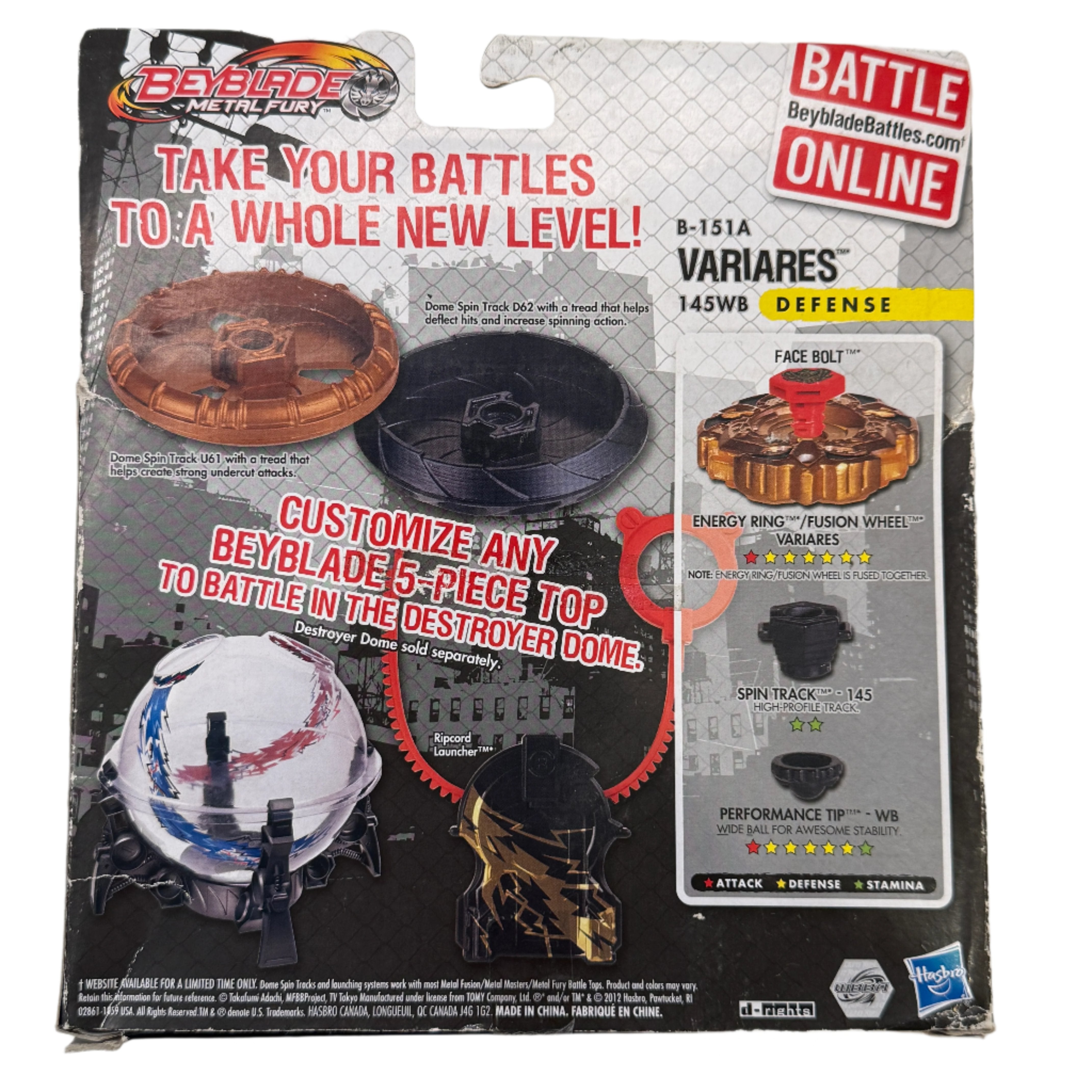 Beyblade Metal Fury VariAres 145WB Defense Gear Pack B-151A