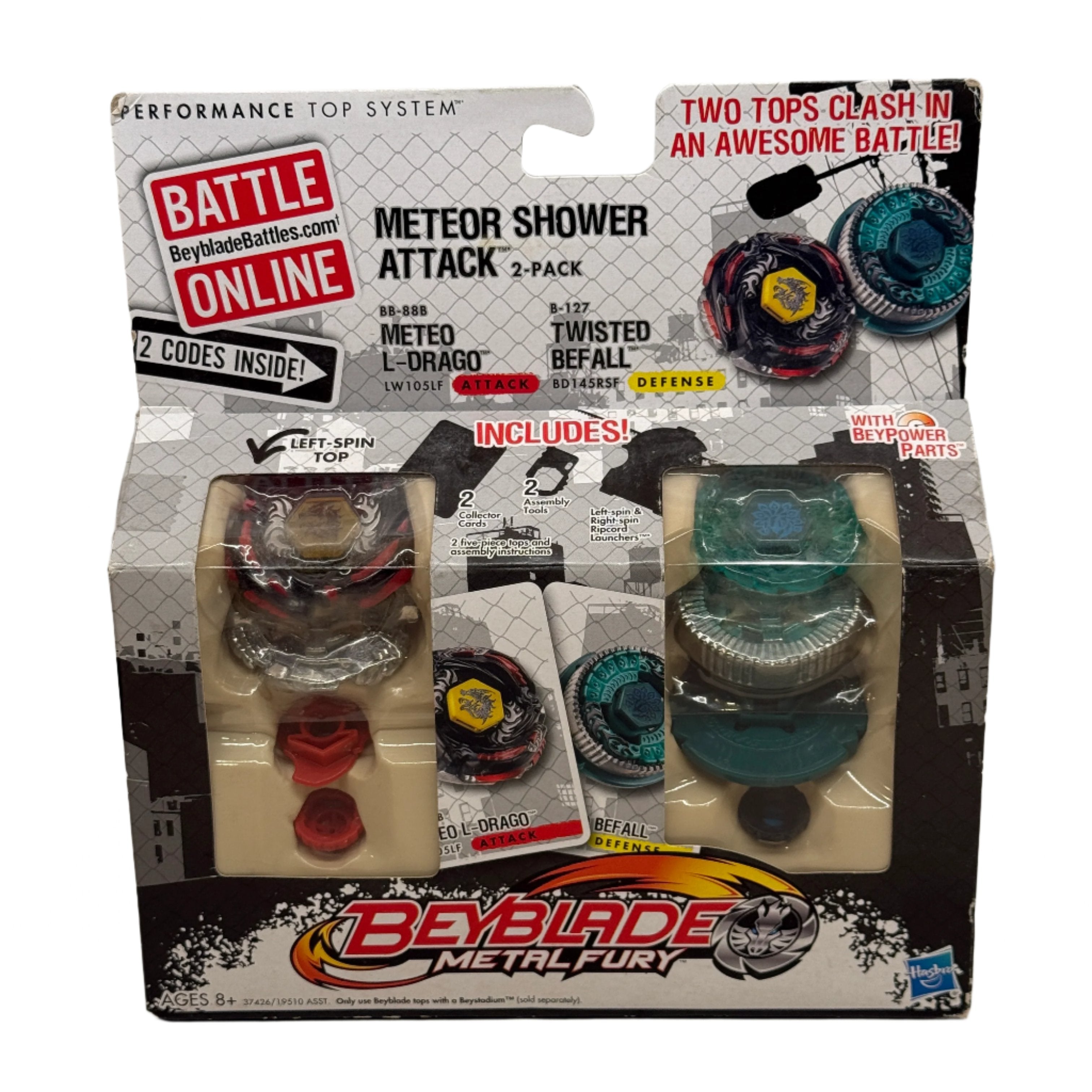 Beyblade Metal Fury Meteor Shower Attack 2-Pack - Meteo L-Drago and Twisted Befall