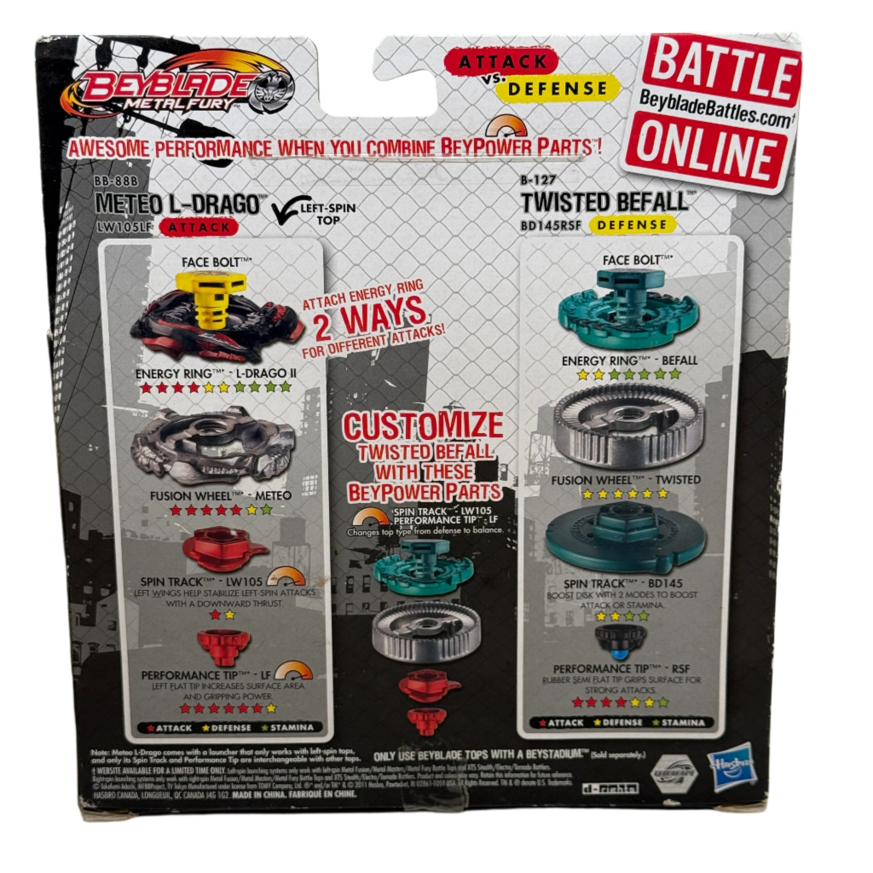 Beyblade Metal Fury Meteor Shower Attack 2-Pack - Meteo L-Drago and Twisted Befall