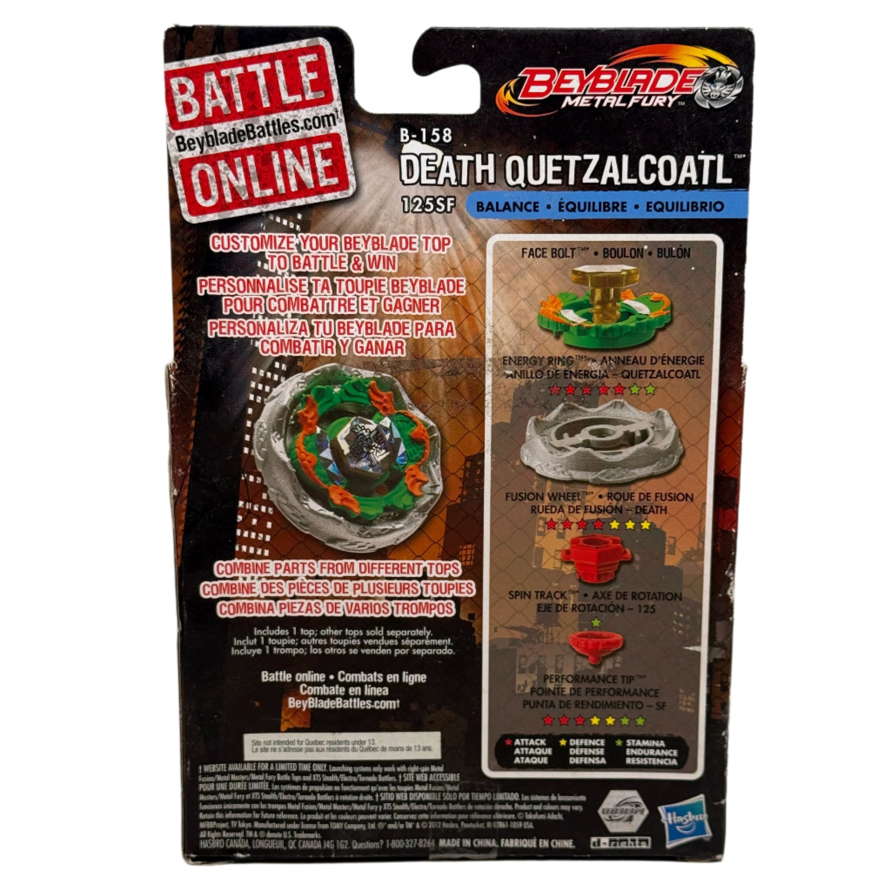 Beyblade Metal Fury Death Quetzalcoatl 125SF B-158 Balance Spark FX Edition