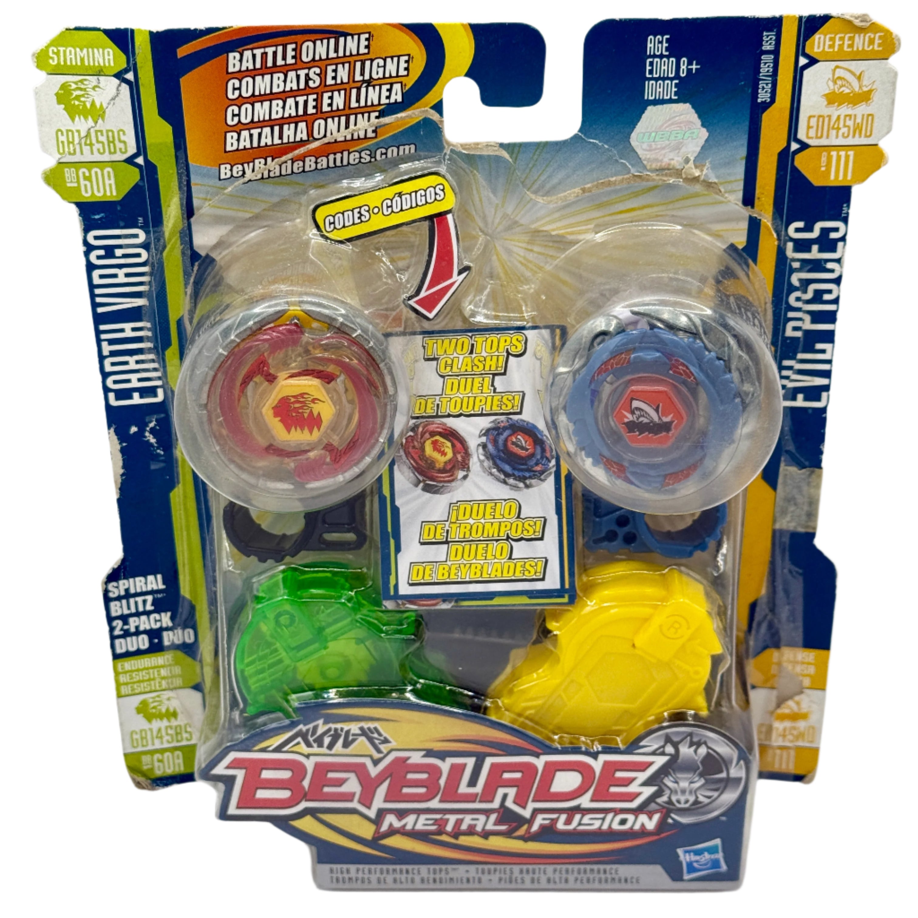 Beyblade Metal Fusion Spiral Blitz 2-Pack: Earth Virgo GB145BS vs Evil Pisces ED145WD