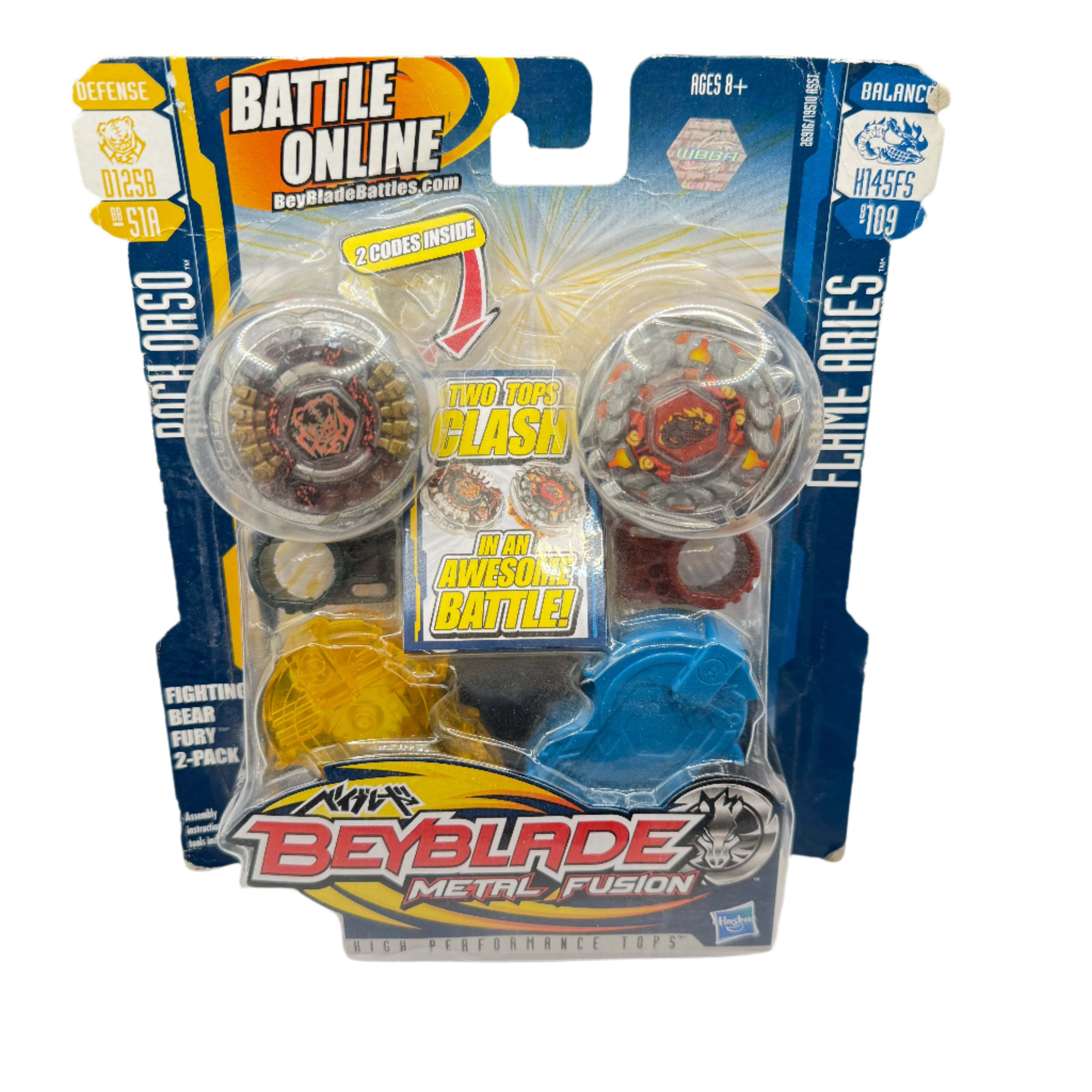 Beyblade Metal Fusion: Fighting Bear Fury 2-Pack (Rock Orso D125B & Flame Aries H145FS)