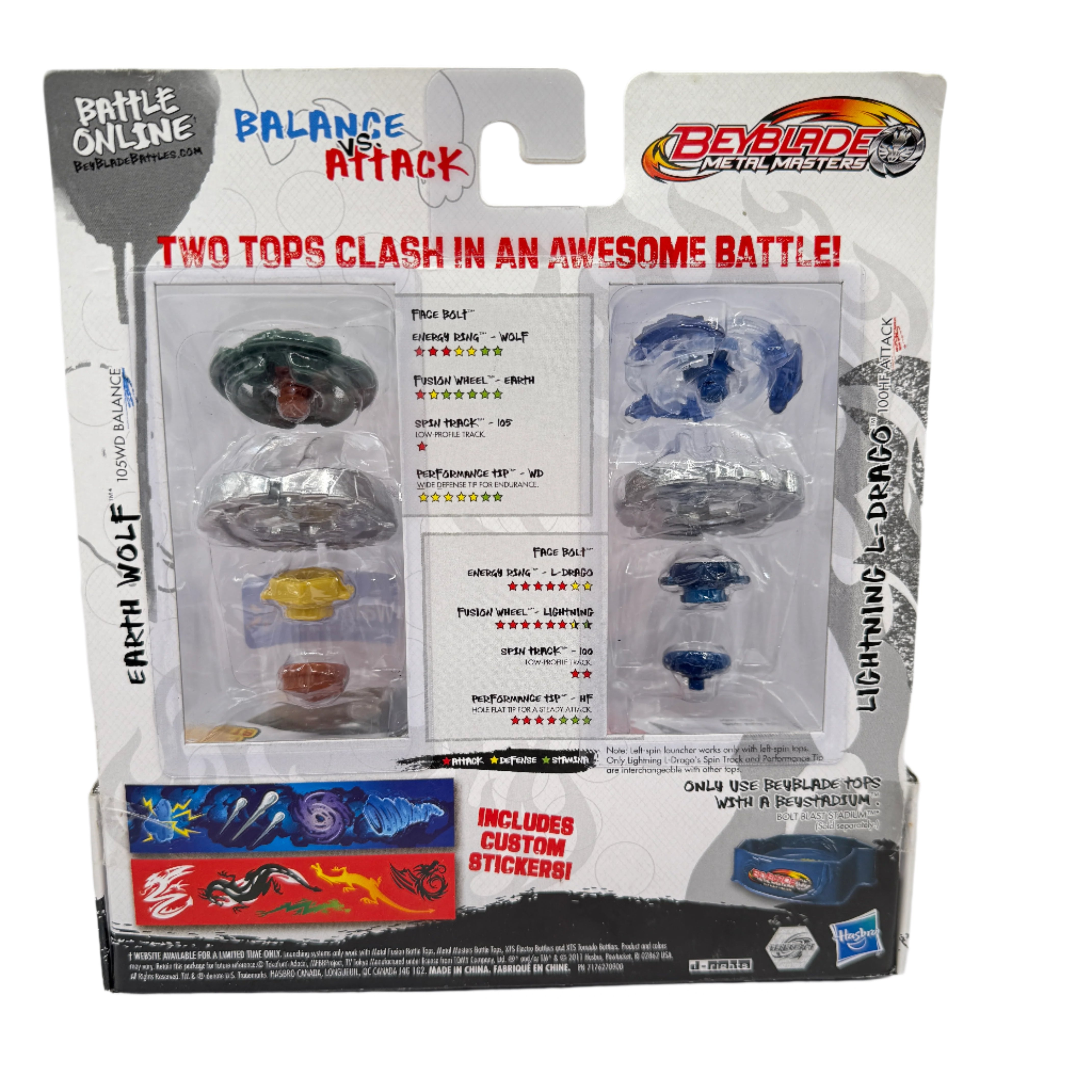 Beyblade Metal Masters Dragon Bite Strike 2-Pack - Lightning L-Drago & Earth Wolf