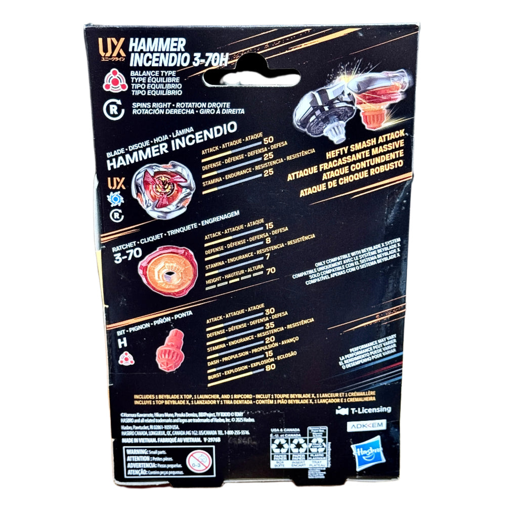 Beyblade X Hammer Incendio 3-70H (UX Series) Hasbro
