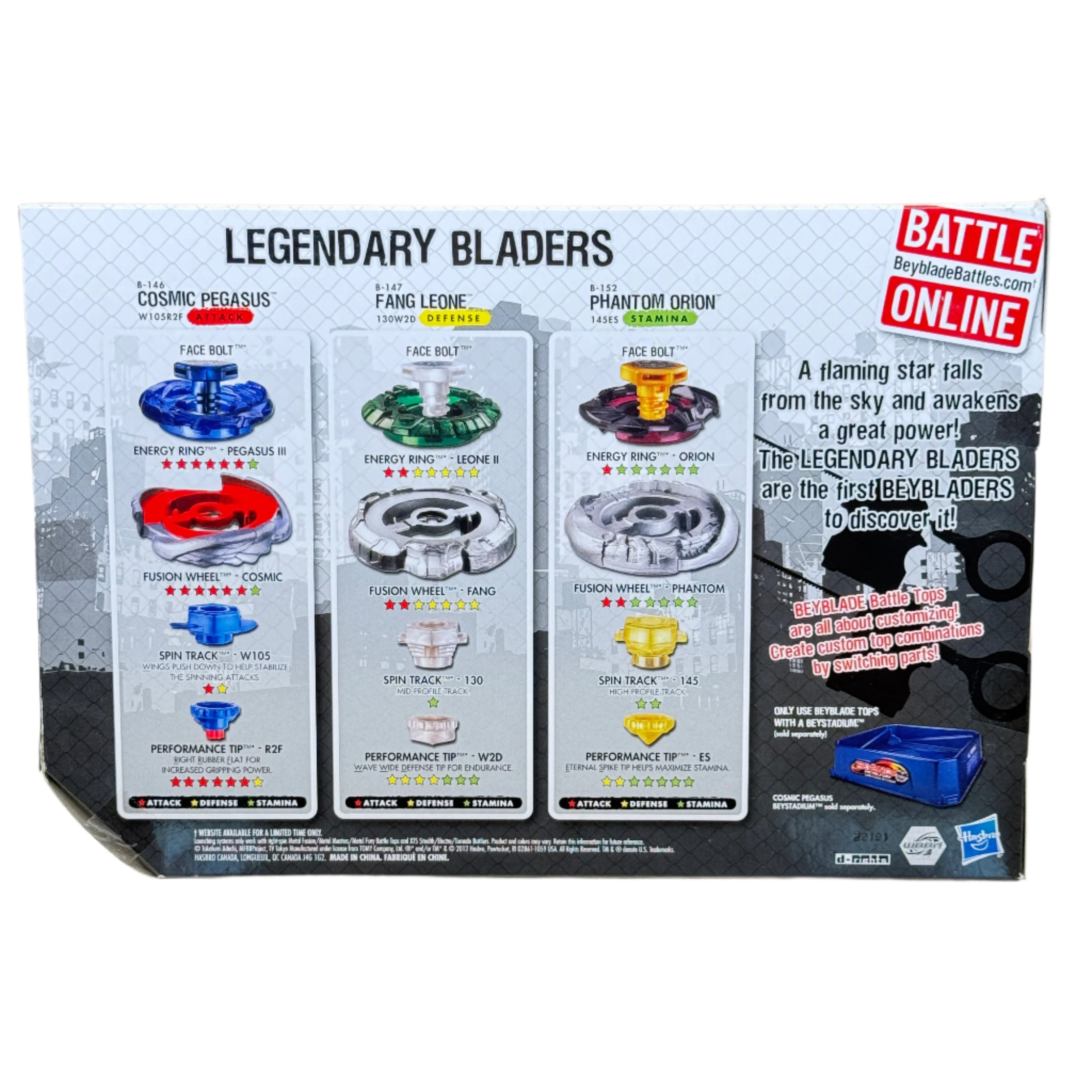 Beyblade Metal Fury Legendary Bladers Set (Cosmic Pegasus, Fang Leone