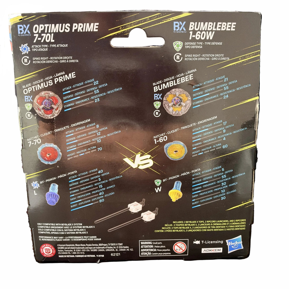 Hasbro Beyblade X Transformers Optimus Prime 7-70L & Bumblebee 1-60W Dual Pack