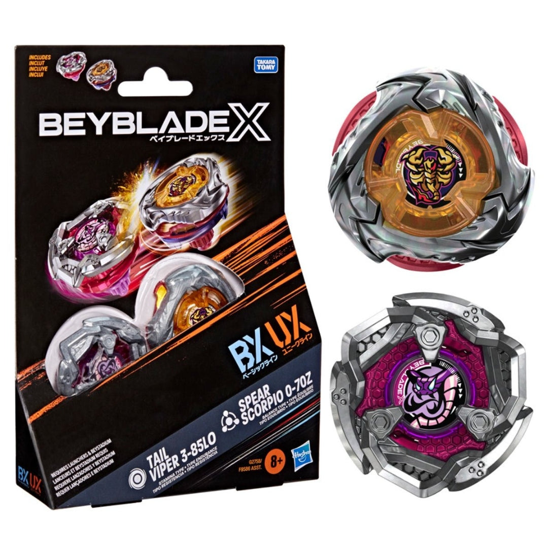 Beyblade X Tail Viper 3-85LO & Spear Scorpio 0-70Z Dual Pack box front