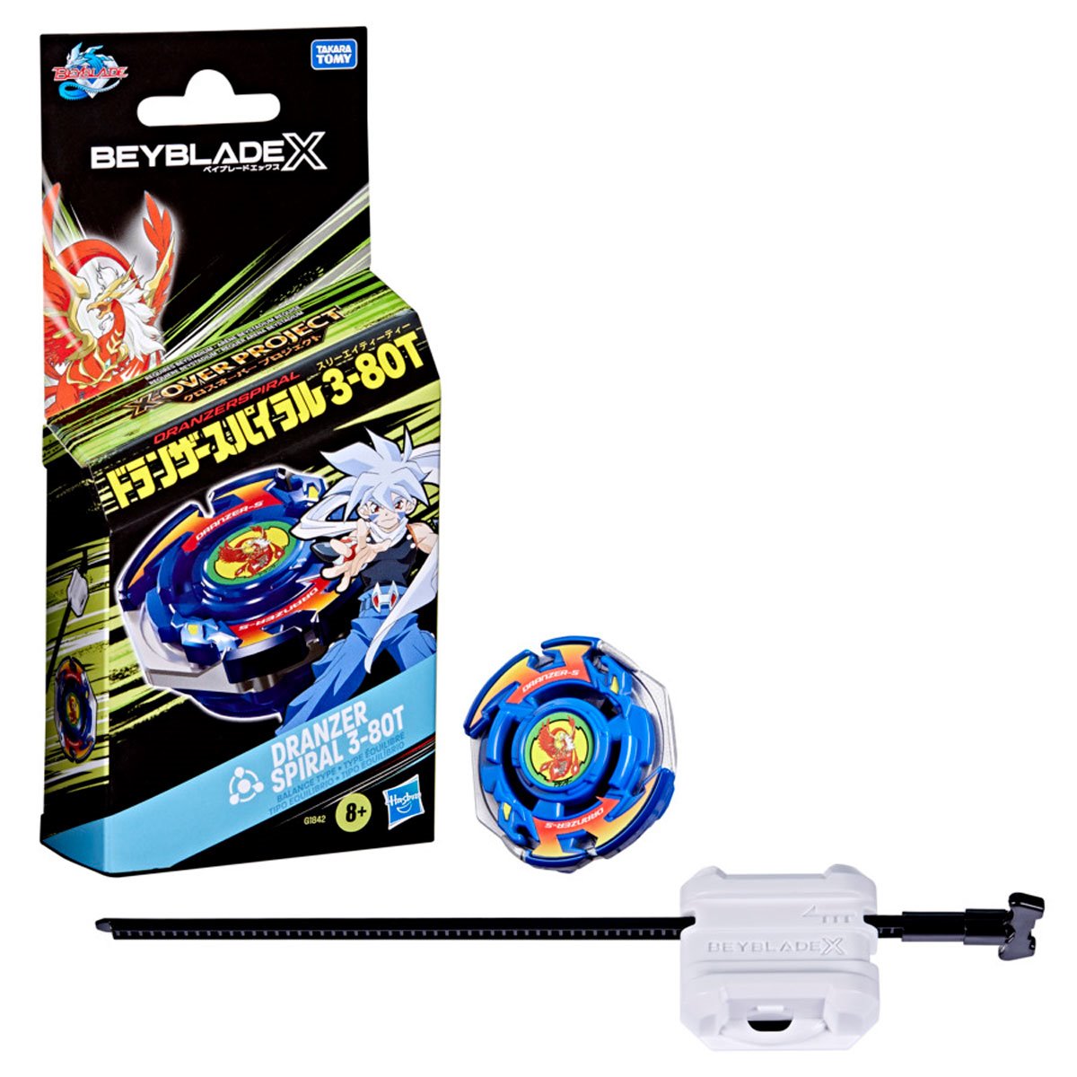 Hasbro Beyblade X Dranzer Spiral 3-80T Anniversary with Balance Type Top & Launcher (Blue Ver.)