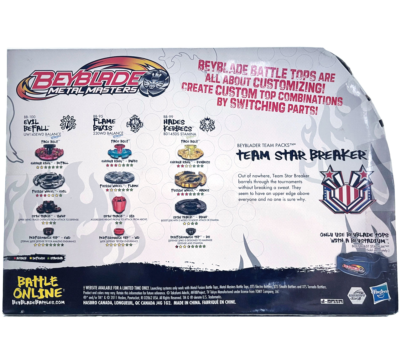 スターダストクルセイダース ABC セット Hasbro Beyblade Metal Masters / Fusion Star Breaker Set (Flame Byxis,