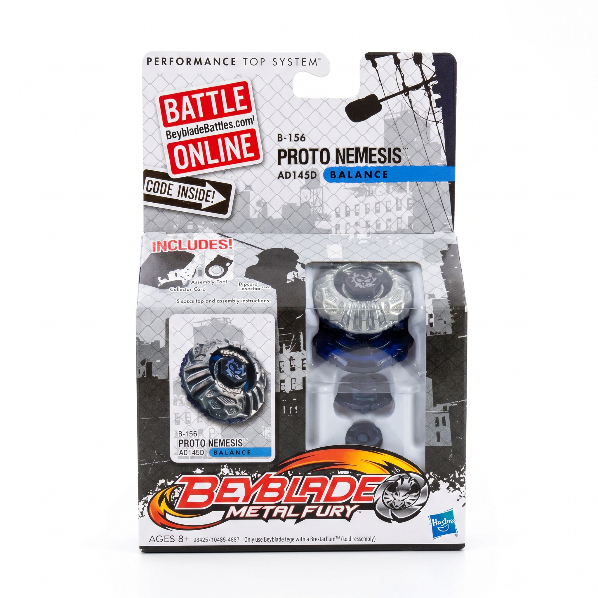 Beyblade Metal Fury Proto Nemesis AD145D B‑156 Balance Top by Hasbro