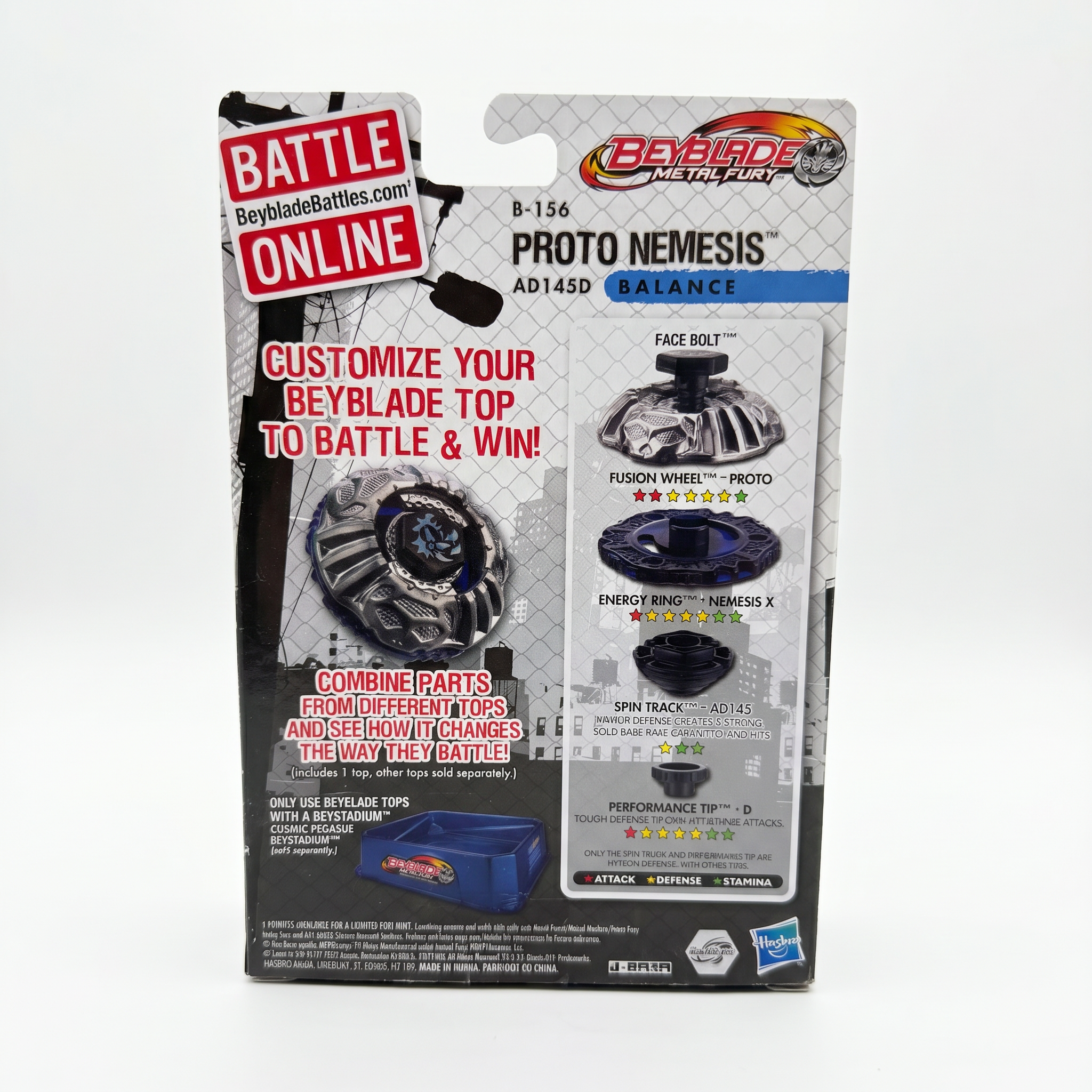 Beyblade Metal Fury Proto Nemesis AD145D B‑156 Balance Top by Hasbro