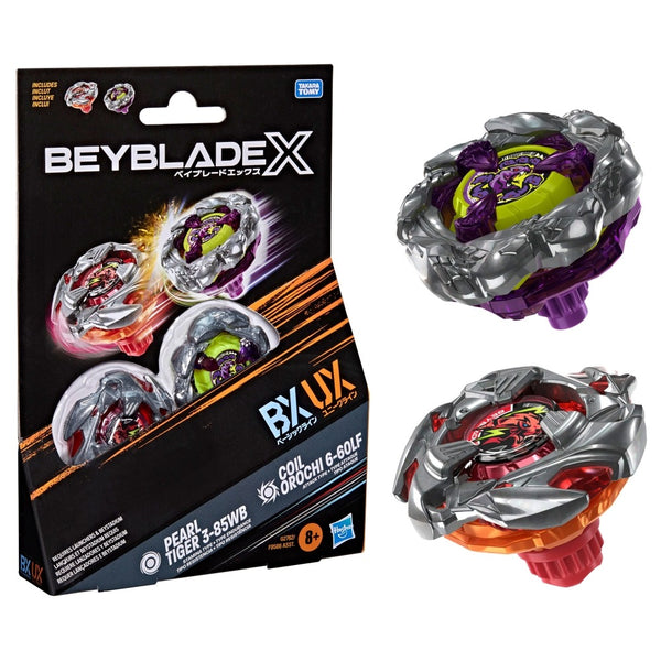 Hasbro Beyblade X Pearl Tiger 3-85WB & Coil Orochi / Cluster 6-60LF Du