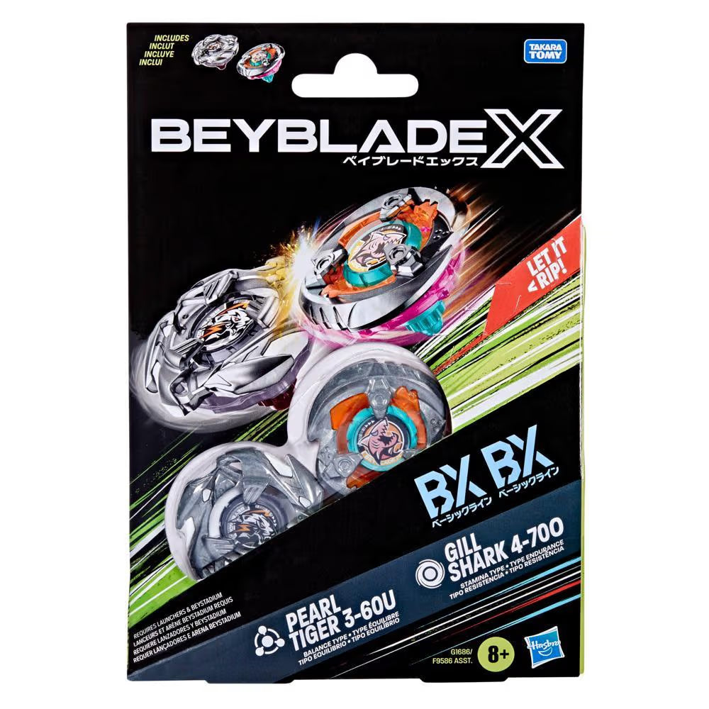 Hasbro Beyblade X Gill Shark & Pearl Tiger Dual Pack Set