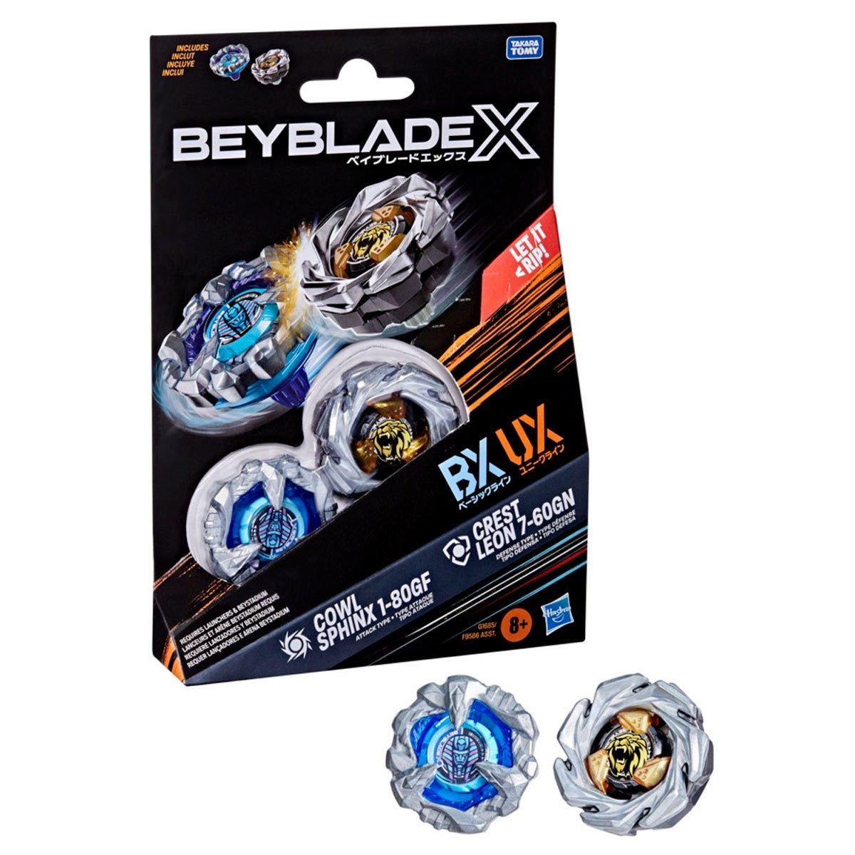 Hasbro Beyblade X UX Series: Cowl Sphinx 1-80GF Crest Leon 7-60GM