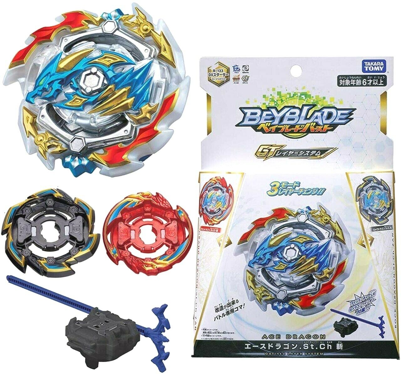 TAKARA TOMY Ace Dragon .St.Ch Beyblade Burst GT Starter + Launcher B-133 - BeyWarehouse